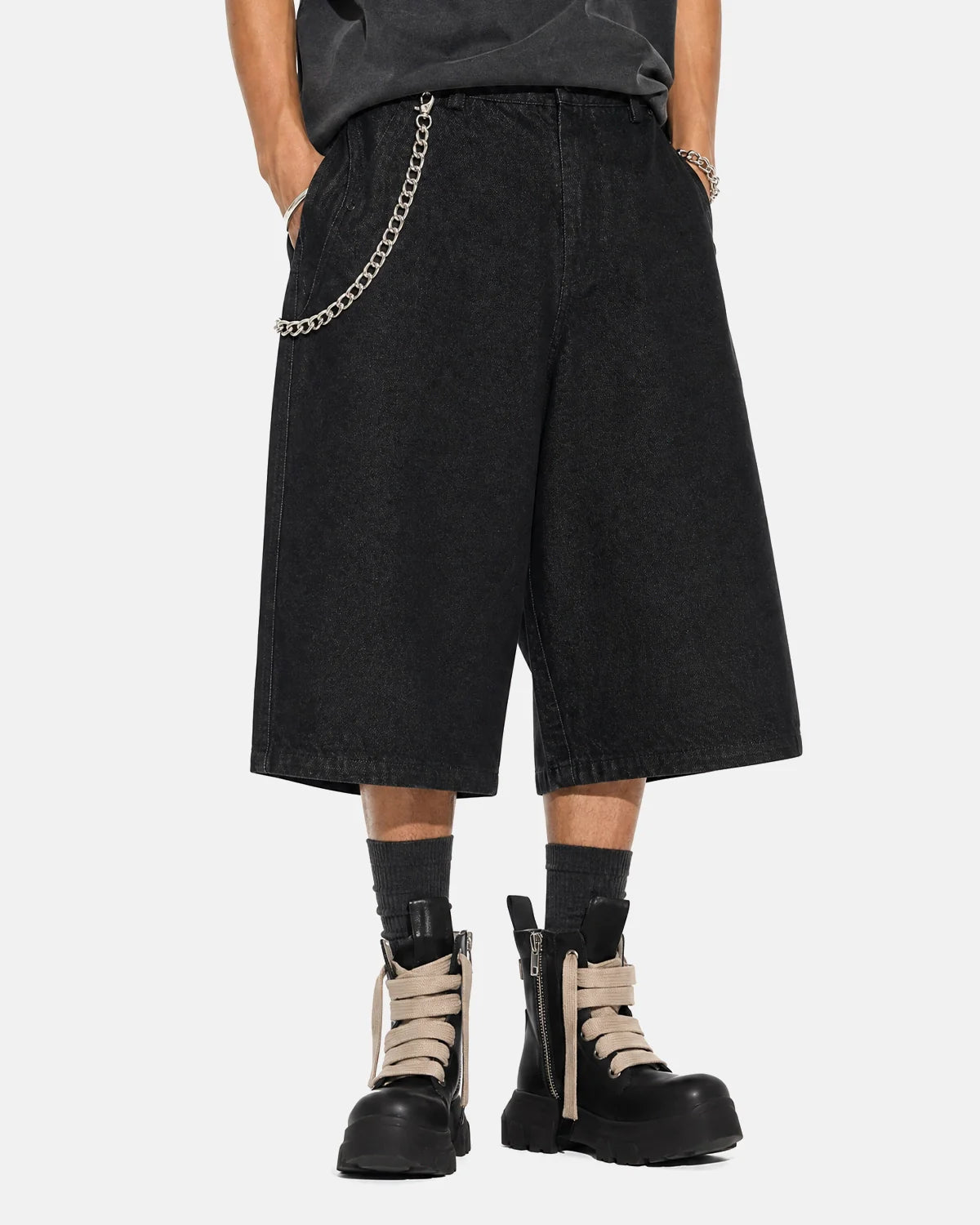 Black Baggy Long Jorts | Inflation Streetwear