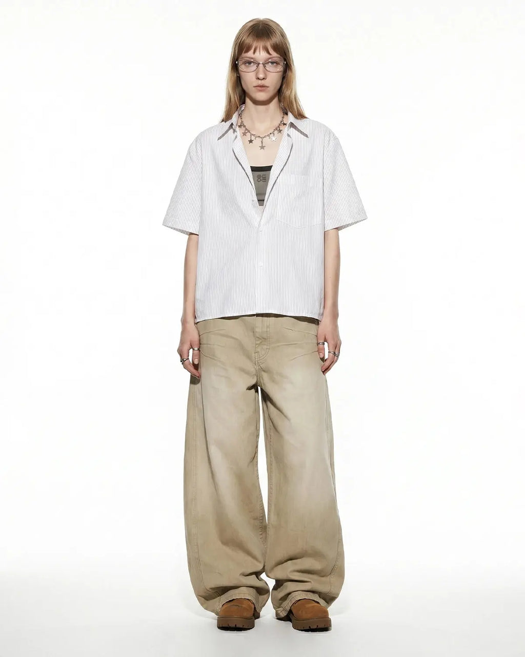 Boxy Striped Short-Sleeve Shirt | Inflation Streetwear