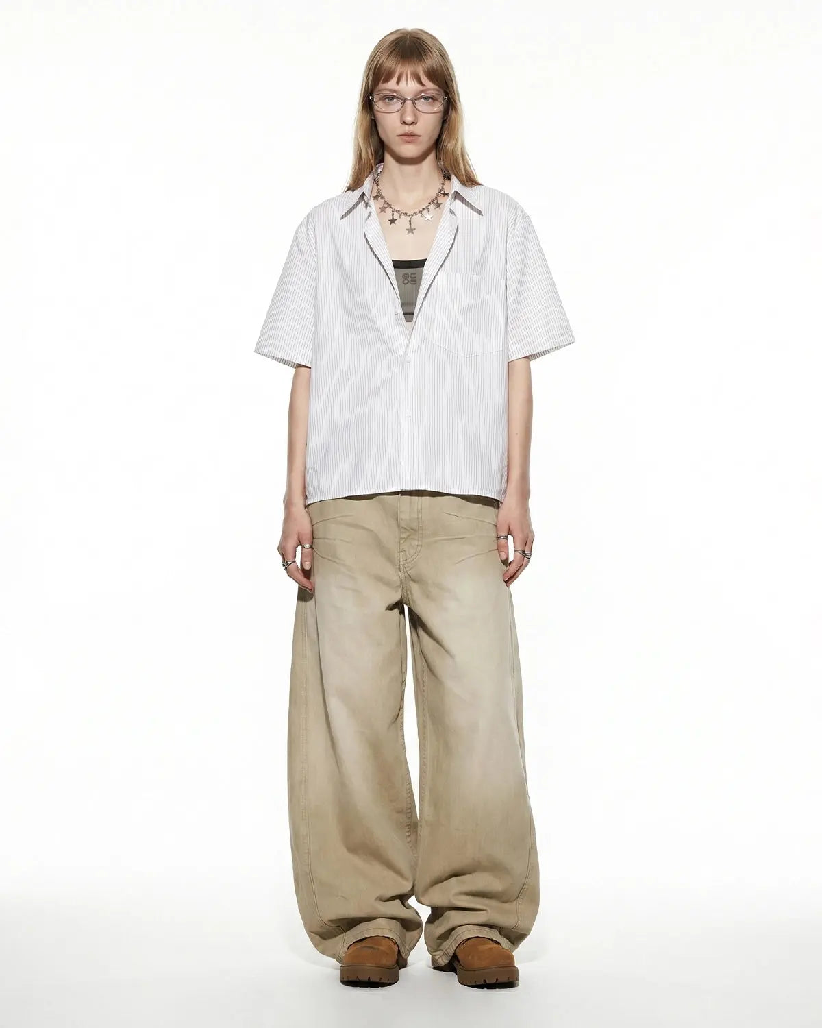Boxy Striped Short-Sleeve Shirt | Inflation Streetwear