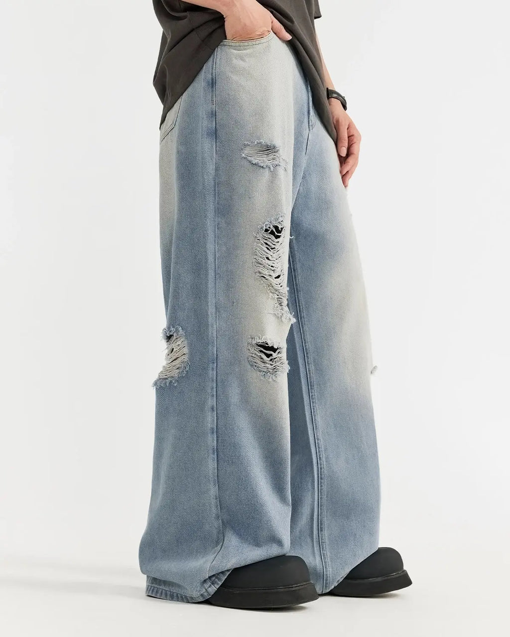 Distressed Ripped Blue Jeans | Inflation Streetwear