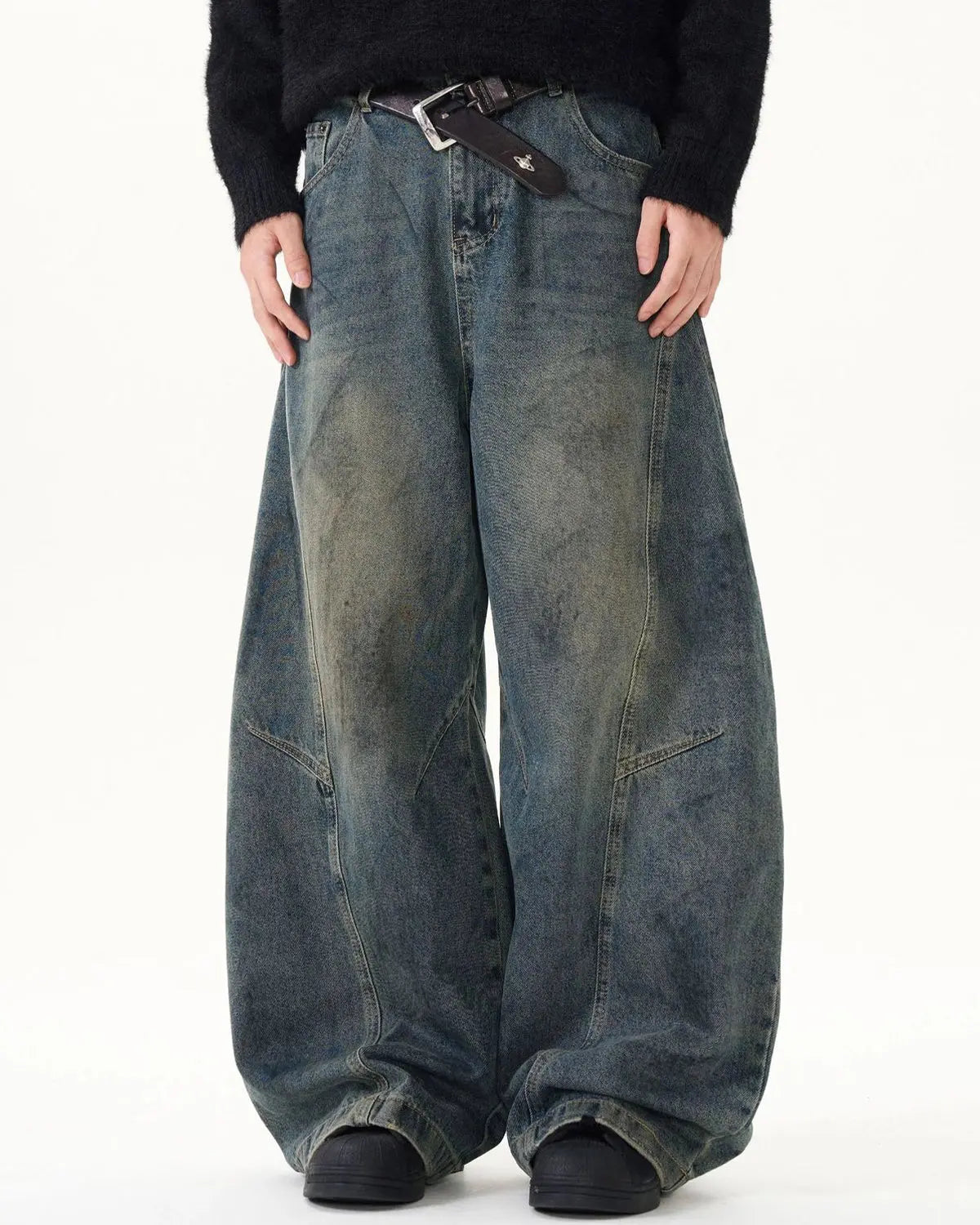 Washed Deconstructed Barrel Jeans | Inflation Streetwear