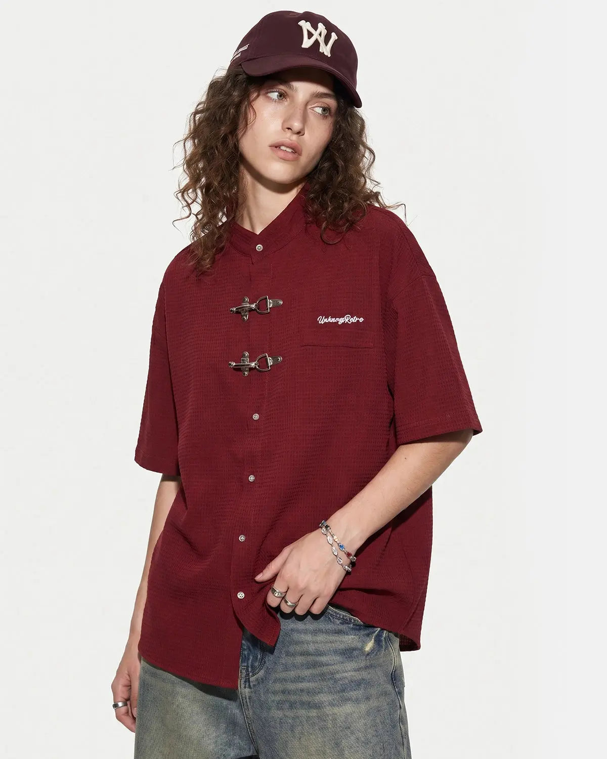 Waffle Shirt with Metal Clasp Detail | Inflation Streetwear