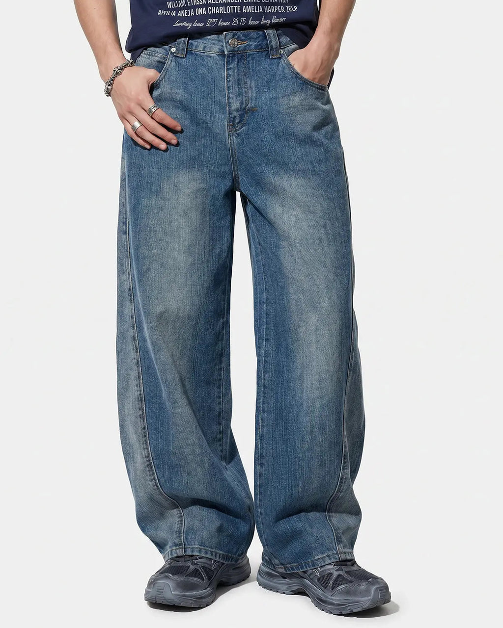 Bamboo Weave Cinch Back Baggy Jeans | Inflation Streetwear