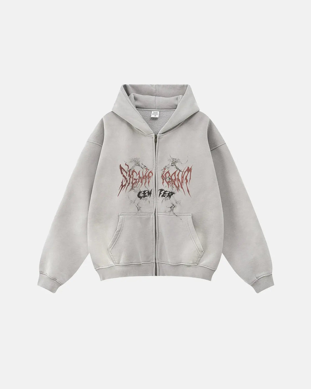 INFLATION Washed Graphic Zip Up Hoodies