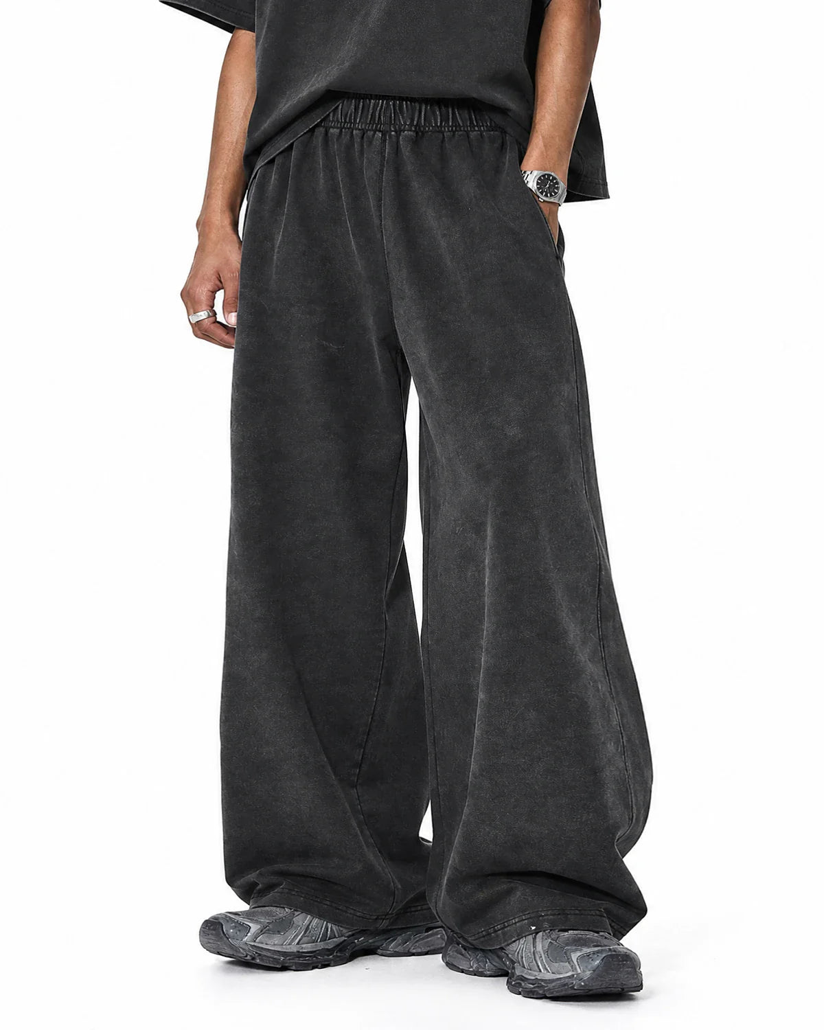 Washed Graphic Wide-Leg Sweatpants | Inflation Streetwear