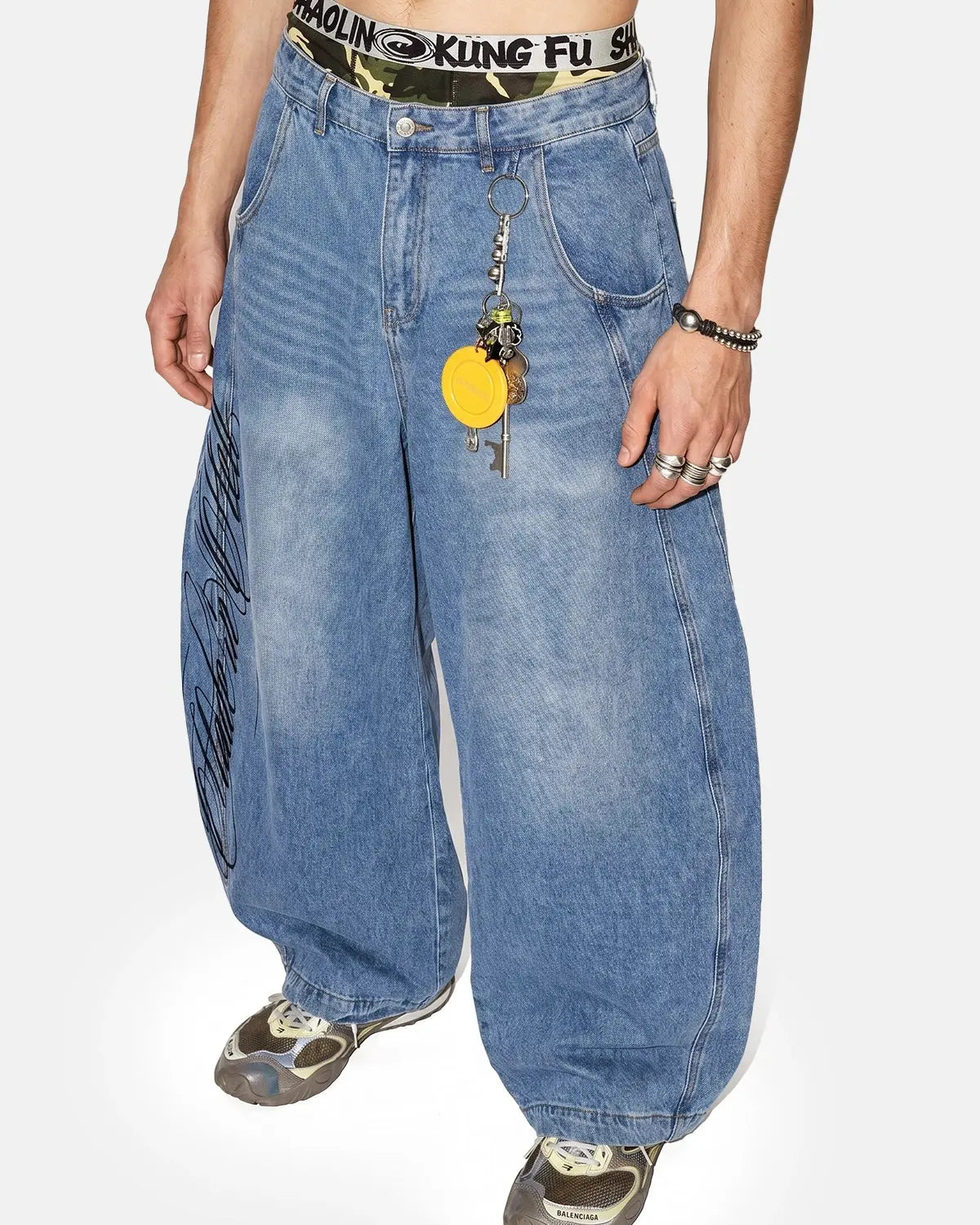 Script Graphic Barrel Jeans | Inflation Streetwear