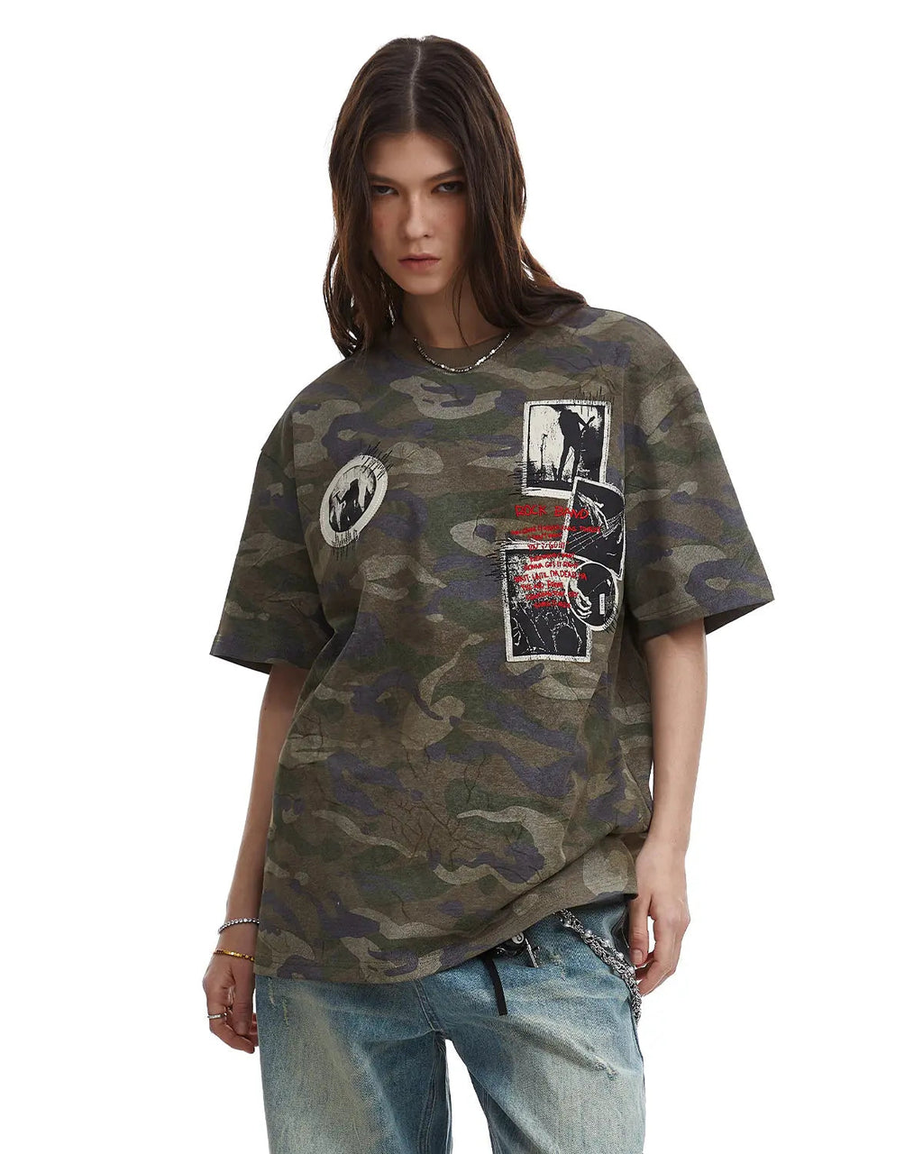 Vintage Camo Patch Graphic T-Shirt | Inflation Streetwear