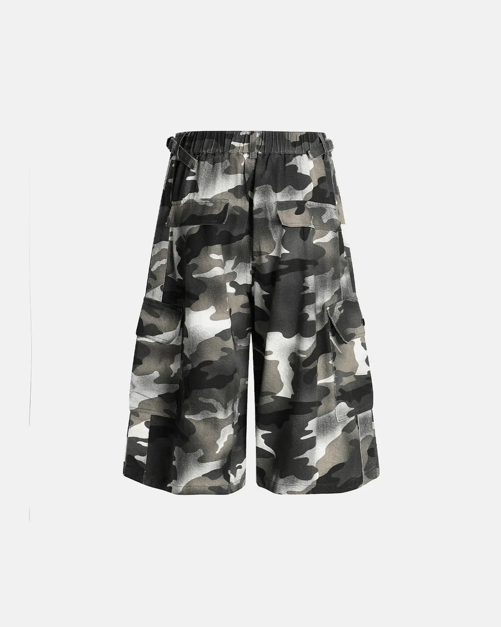 Grey Camo Utility Longline Shorts | Inflation Streetwear
