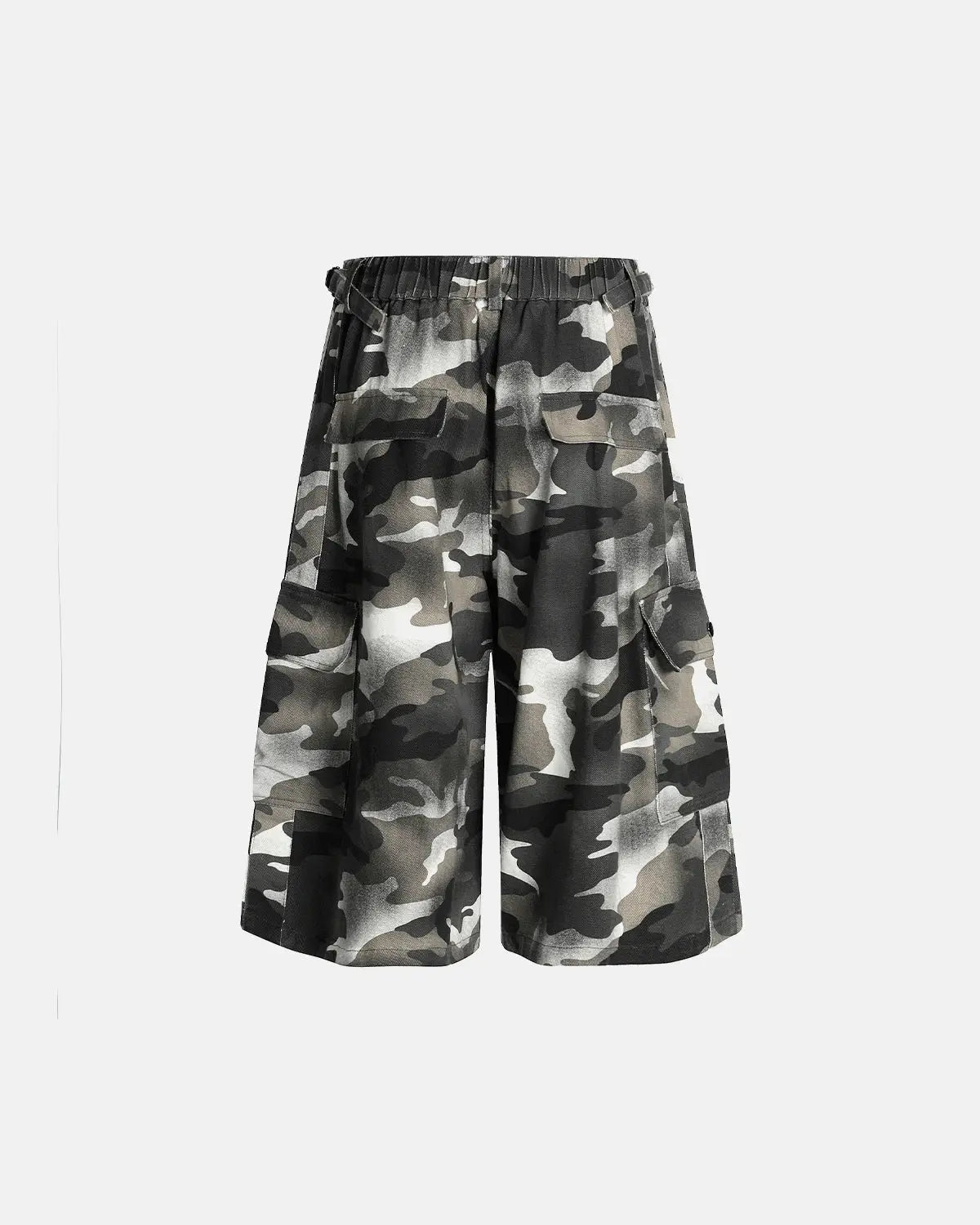 Grey Camo Utility Longline Shorts | Inflation Streetwear