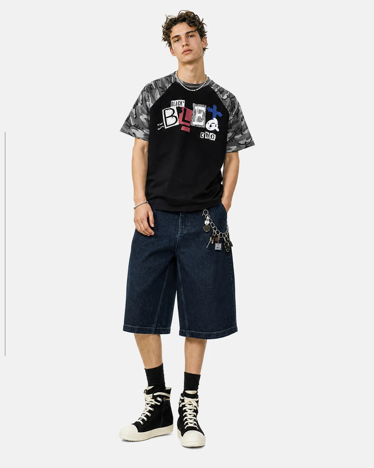 Camo Sleeve Graphic Boxy T-Shirt | Inflation Streetwear