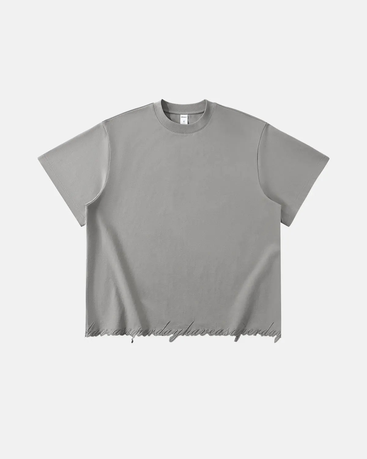 Embroidered Frayed Hem Oversized T-Shirt | Inflation Streetwear