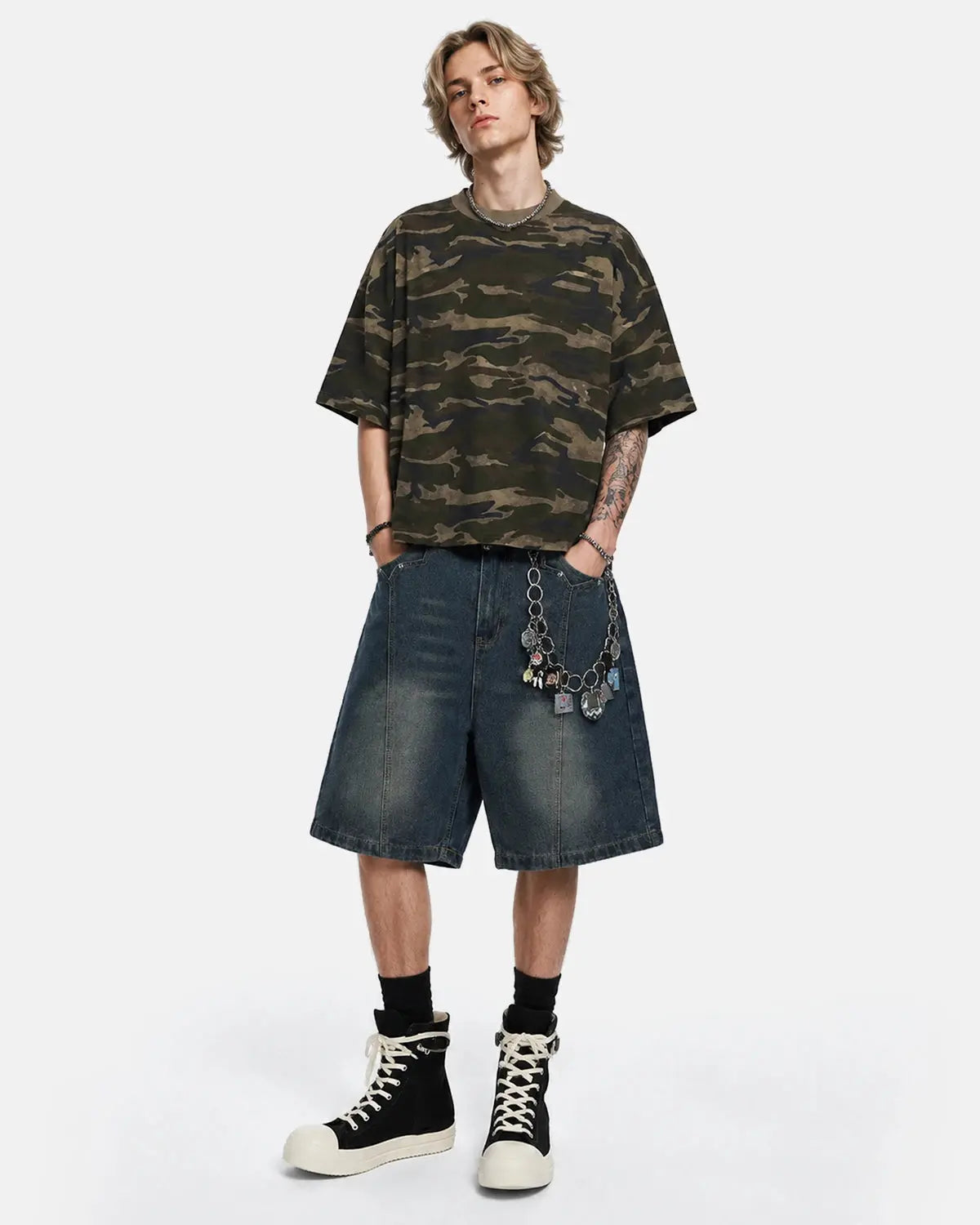 Deconstructed Washed Denim Jorts | Inflation Streetwear