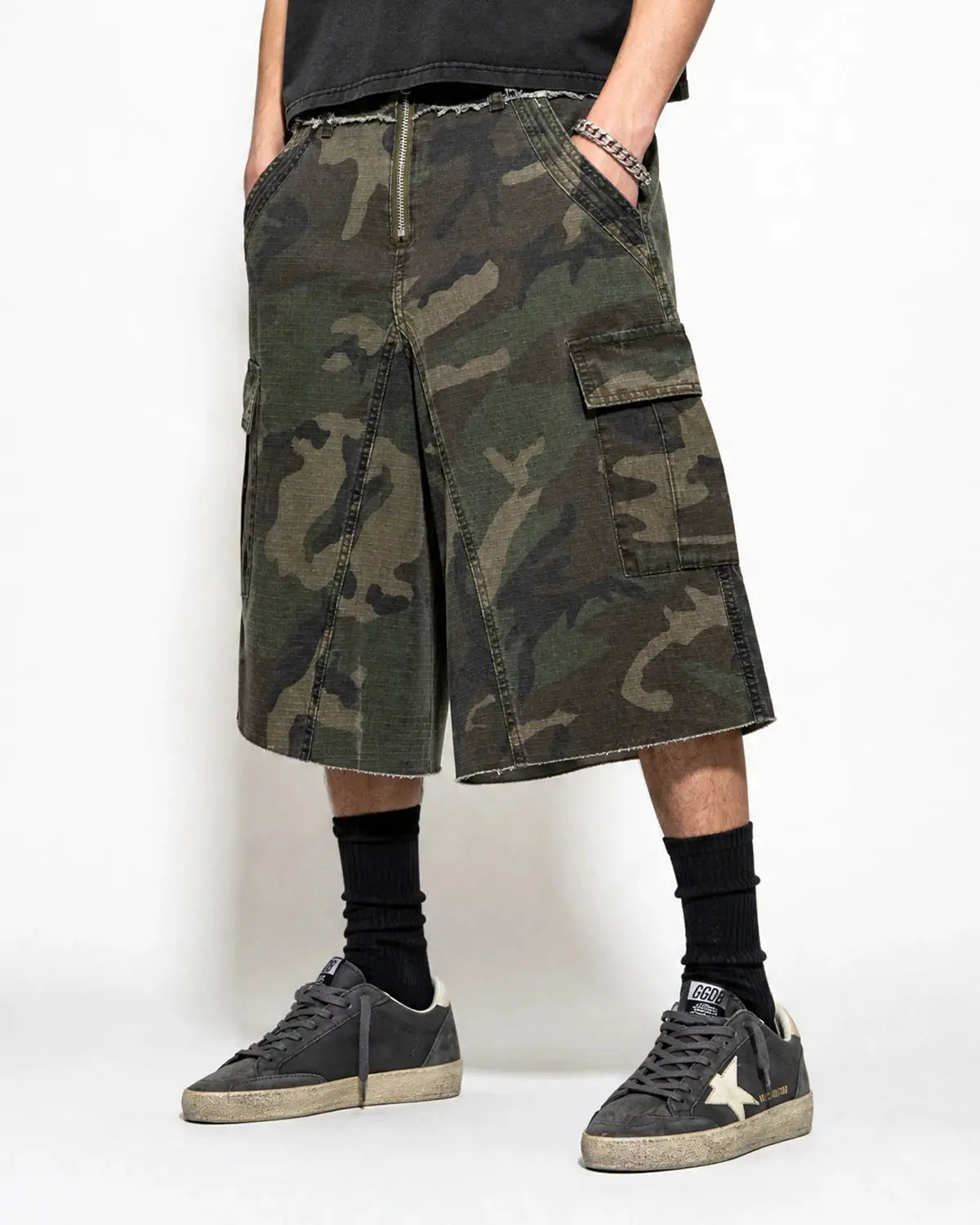 Camo Utility Longline Shorts | Inflation Streetwear