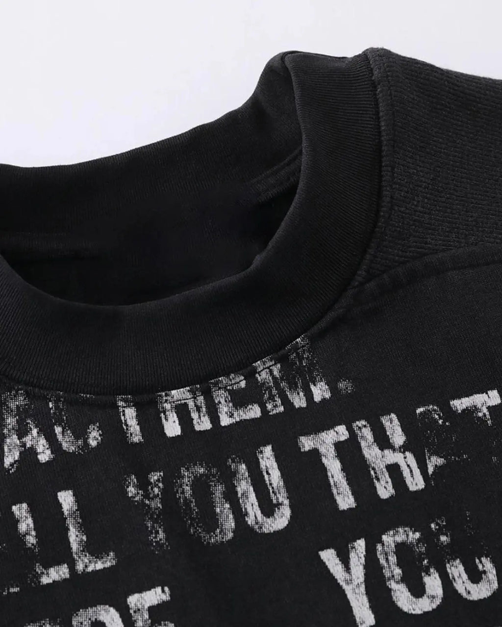 Mock Neck Distressed Graphic T-Shirt | Inflation Streetwear