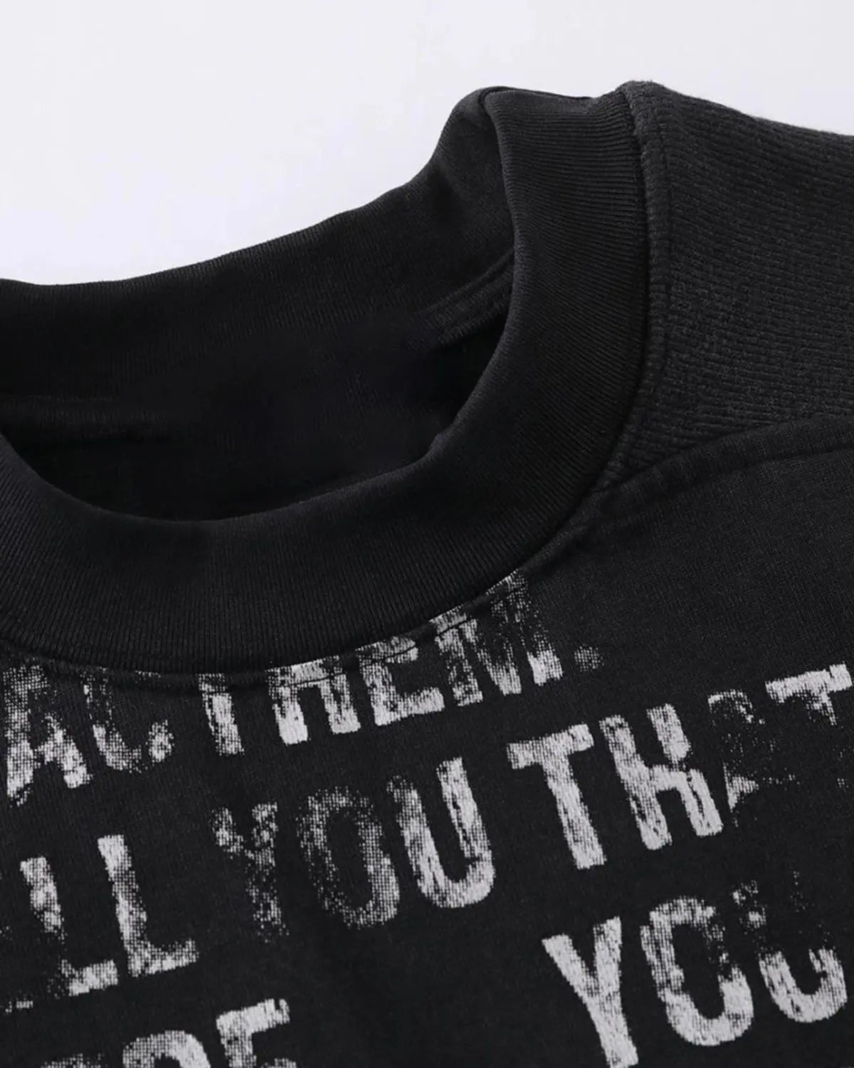 Mock Neck Distressed Graphic T-Shirt | Inflation Streetwear