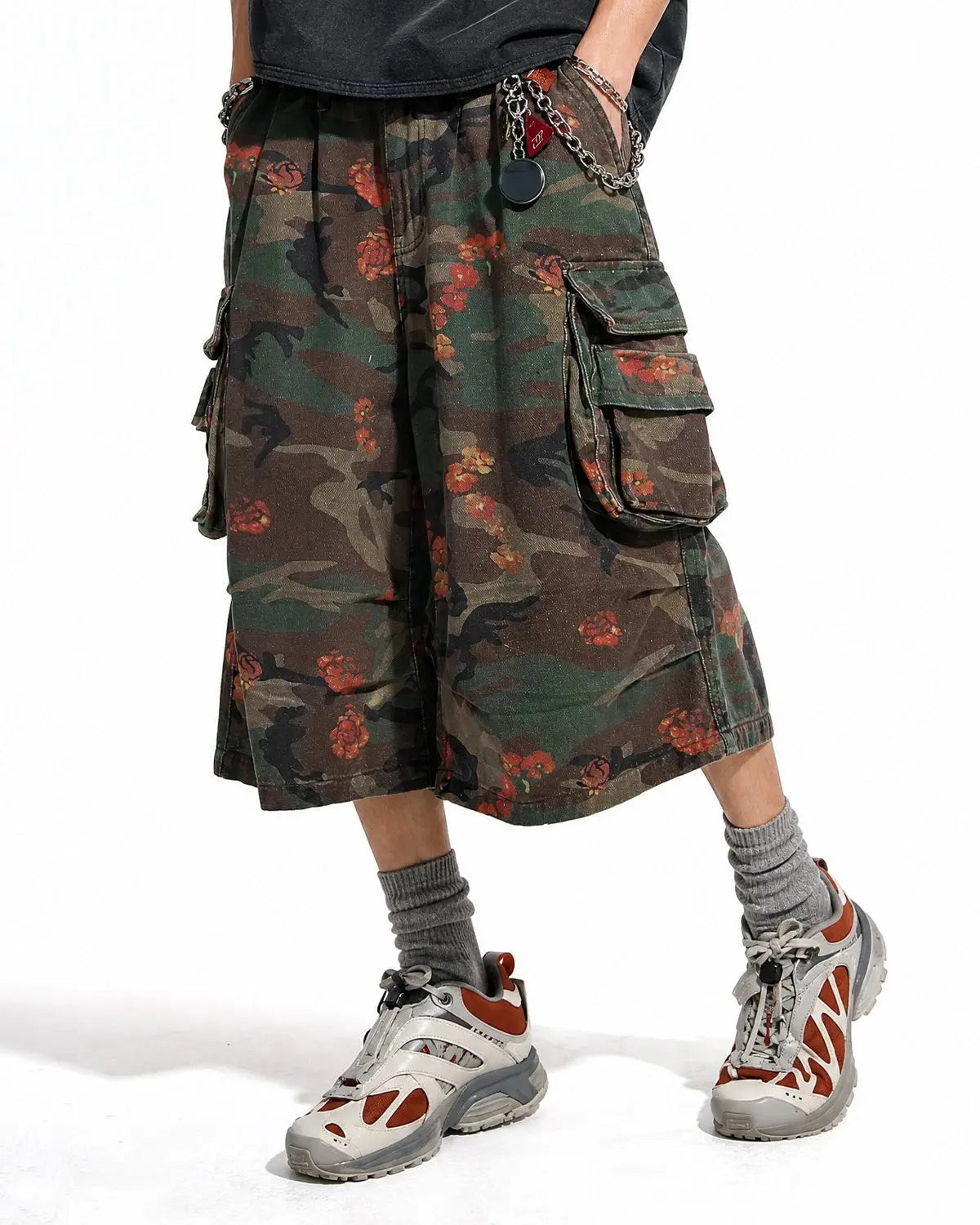 Floral Camo Cargo Longline Shorts | Inflation Streetwear