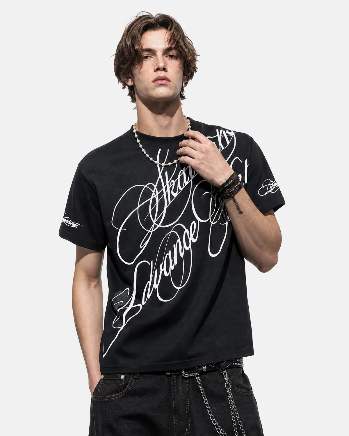 All-Over Script Graphic T-Shirt | Inflation Streetwear