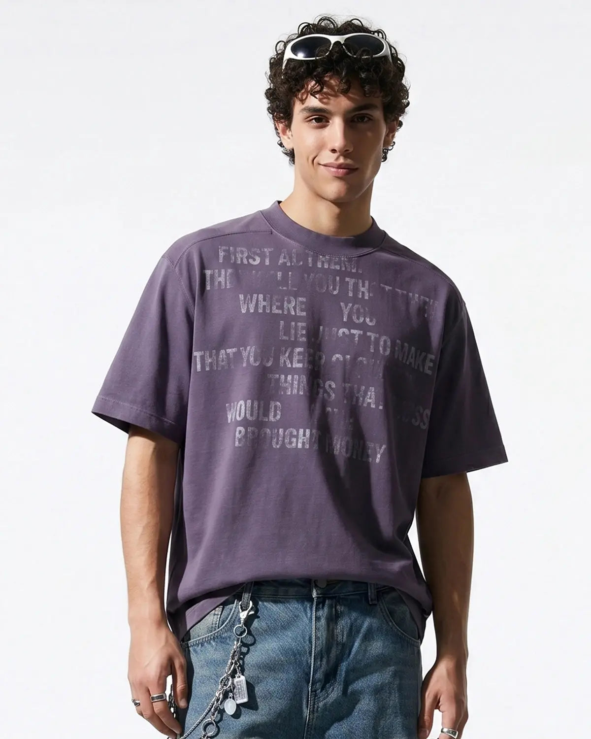 Mock Neck Distressed Graphic T-Shirt | Inflation Streetwear