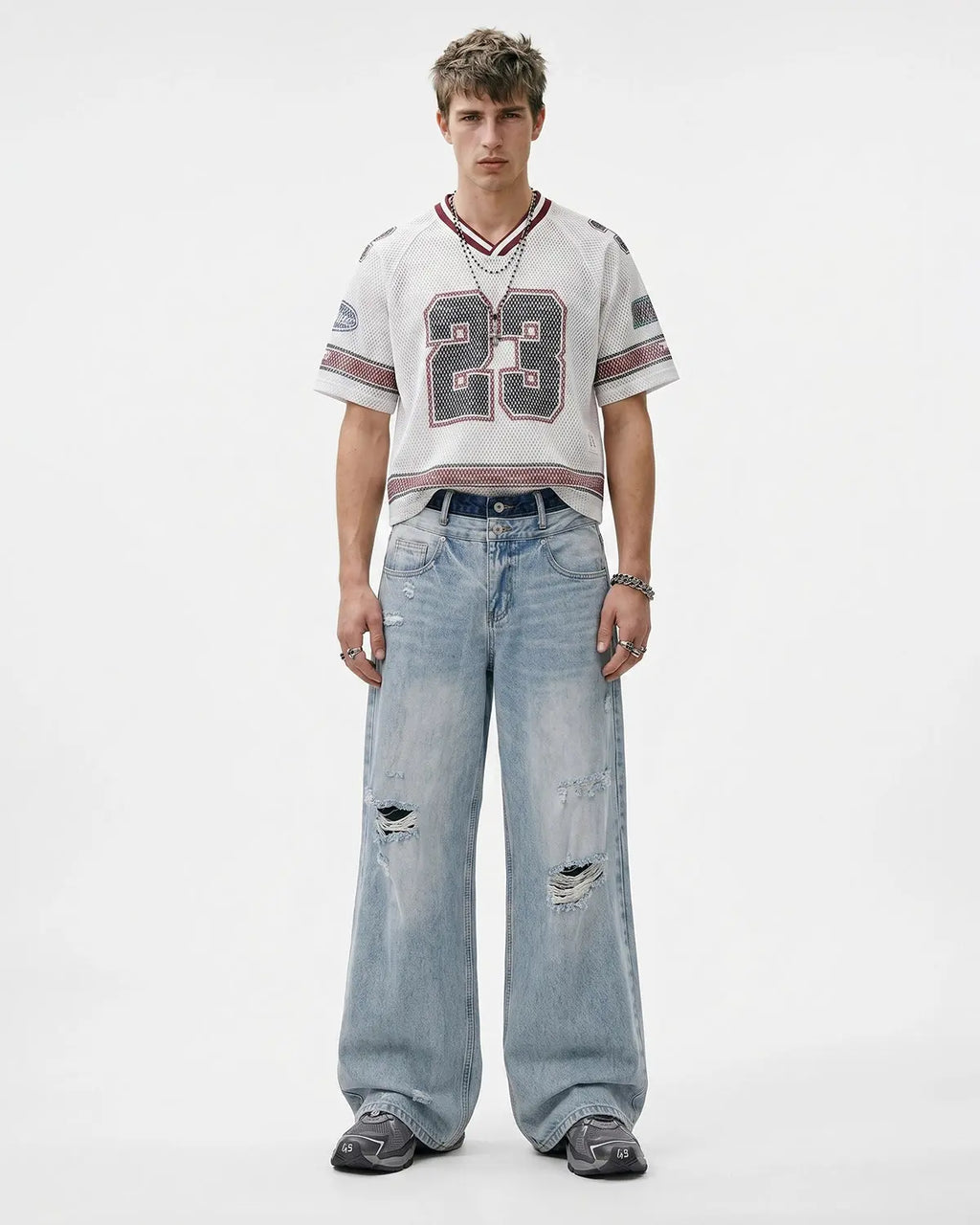 Double Waist Distressed Baggy Jeans | Inflation Streetwear