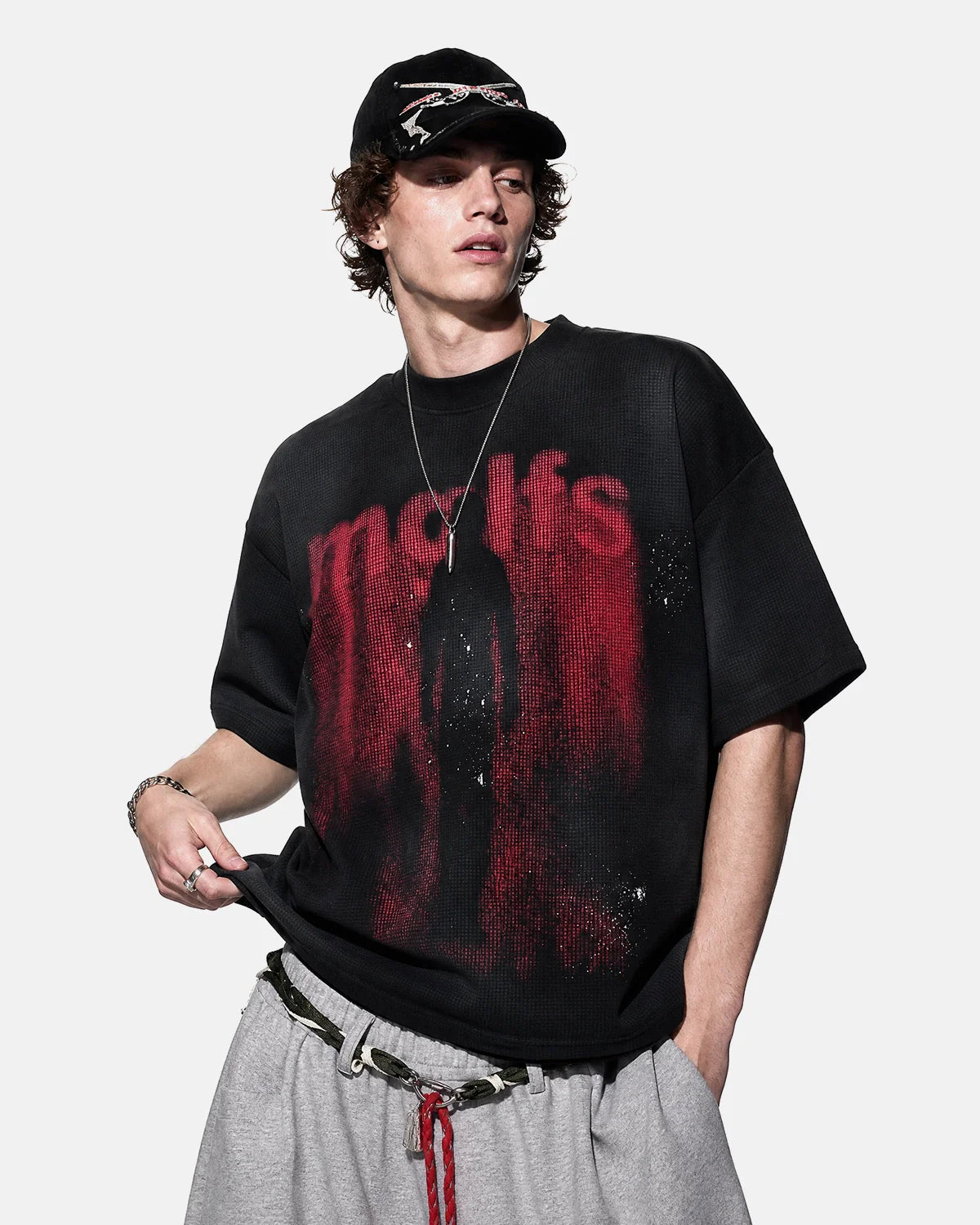 Gothic Letter Print Cotton T-Shirt | Inflation Streetwear