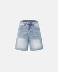 Ripped Mid-Length Washed Denim Shorts | Inflation Streetwear