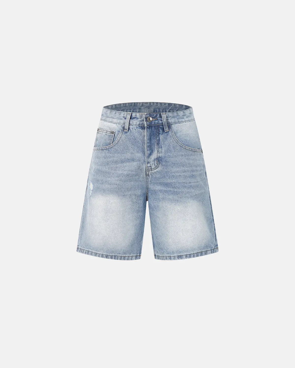 Ripped Mid-Length Washed Denim Shorts | Inflation Streetwear