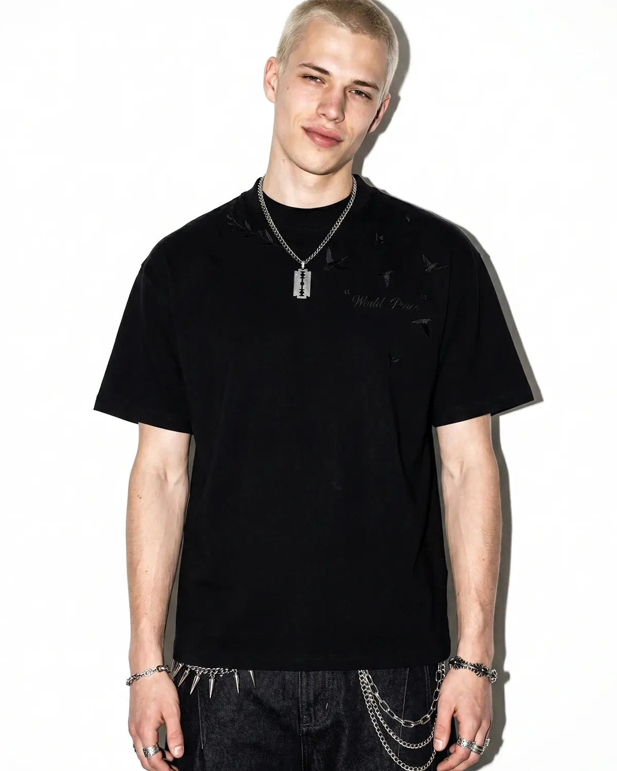 Dove Embroidered Mock Neck T-Shirt | Inflation Streetwear