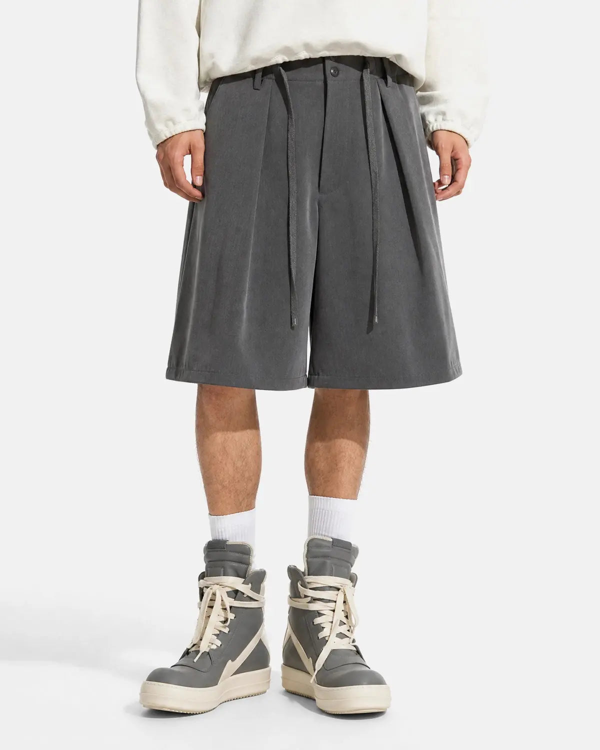 Drawstring Wide-Leg Tailored Shorts | Inflation Streetwear