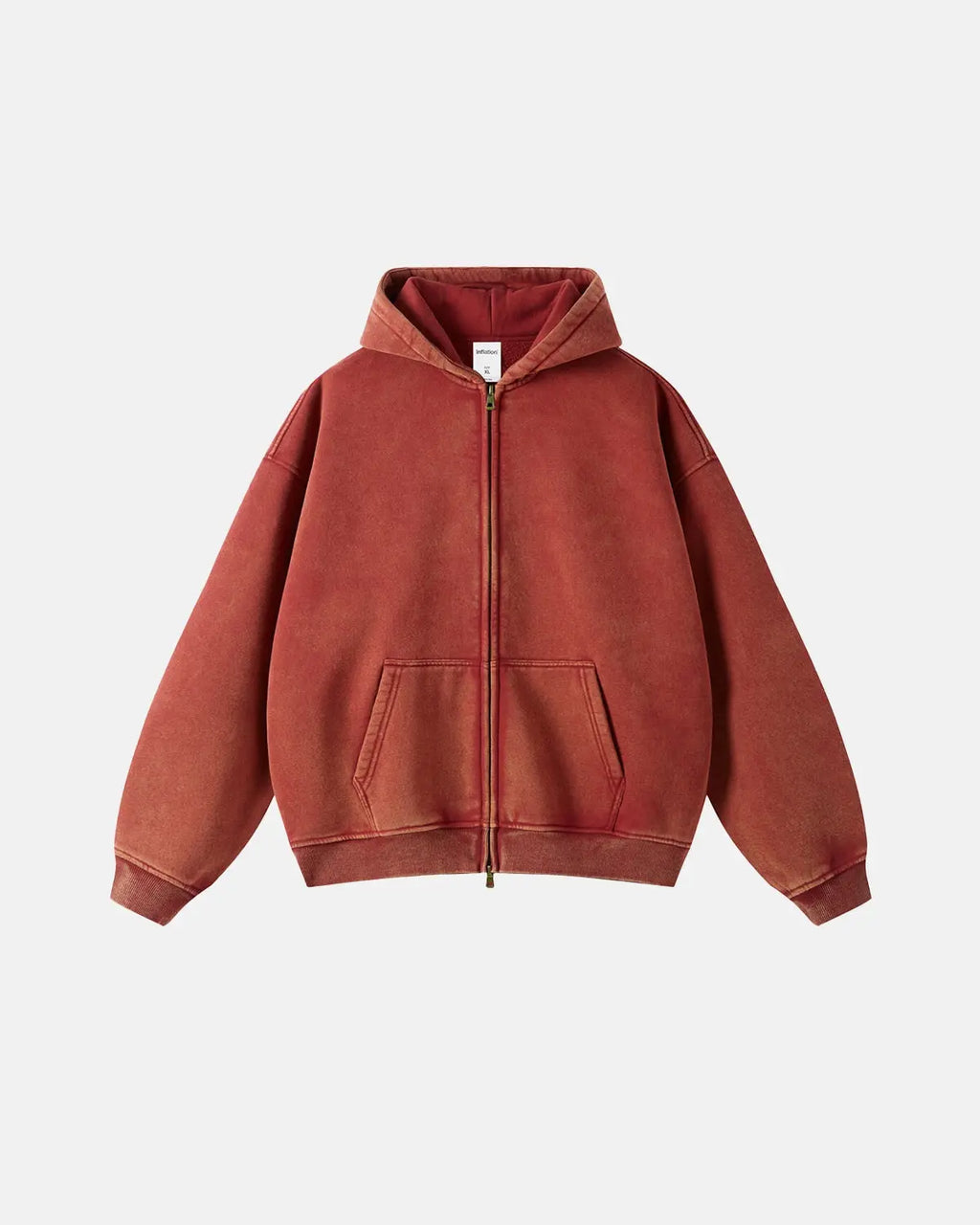 Acid Washed Distressed Fleece Zip Up Hoodies | Inflation Streetwear