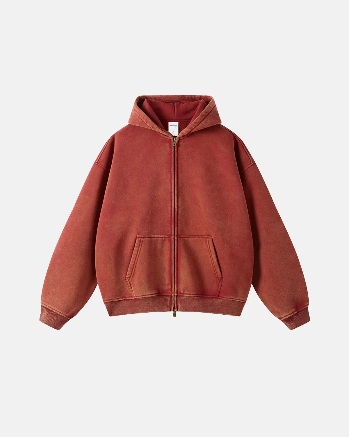 Acid Washed Distressed Fleece Zip Up Hoodies | Inflation Streetwear