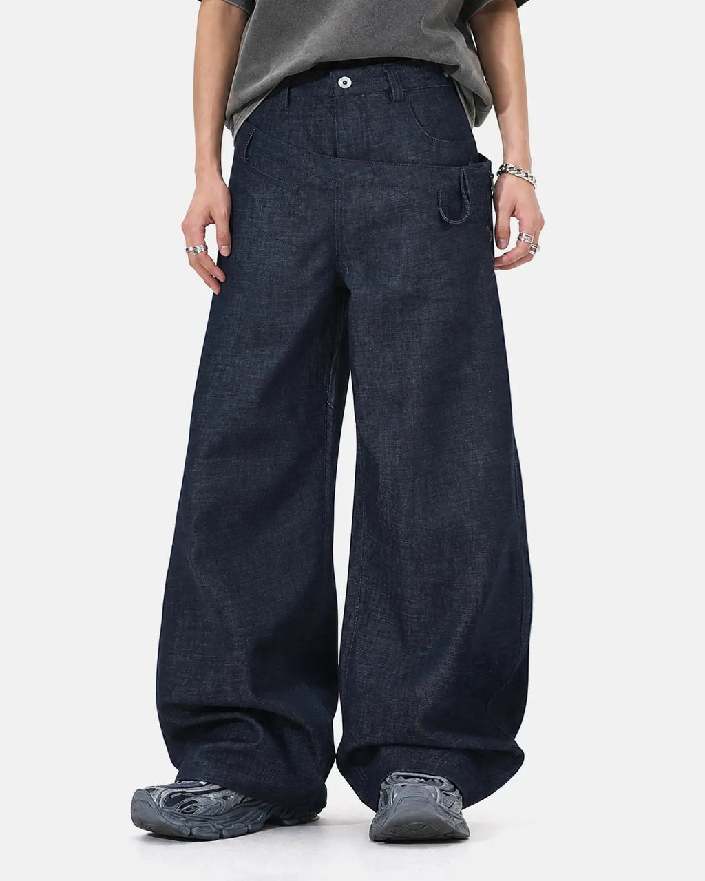 Asymmetric Wrap Waist Baggy Jeans | Inflation Streetwear