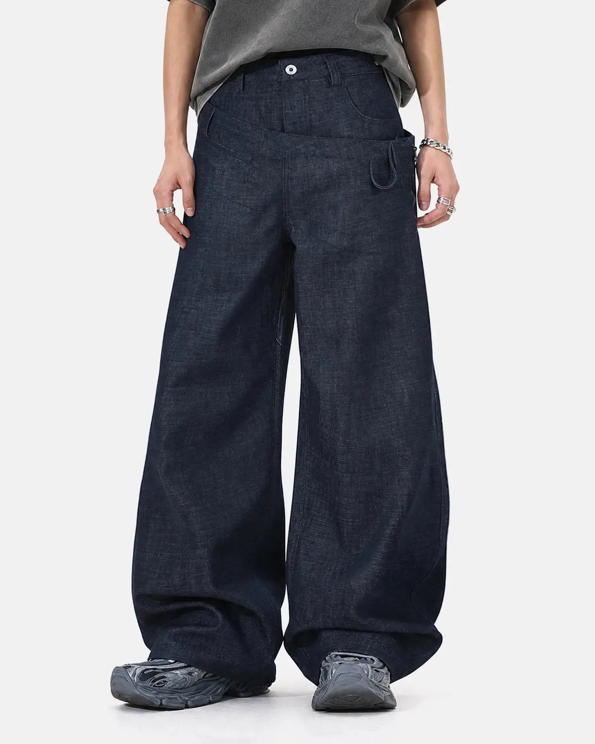 Asymmetric Wrap Waist Baggy Jeans | Inflation Streetwear