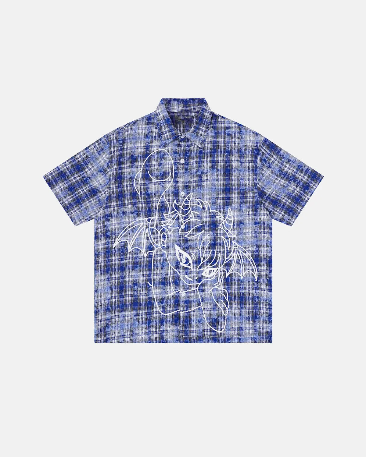 Devil Embroidered Plaid Shirt | Inflation Streetwear