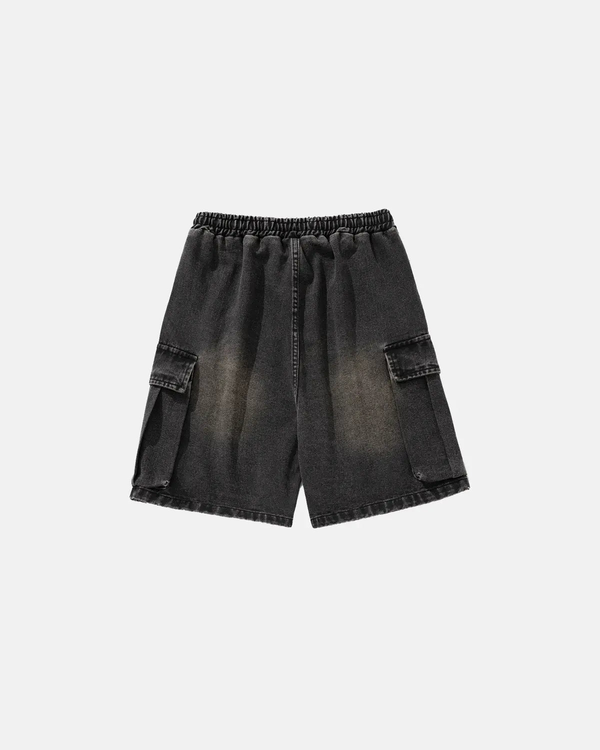 Washed Denim Cargo Shorts with Drawstring | Inflation Streetwear