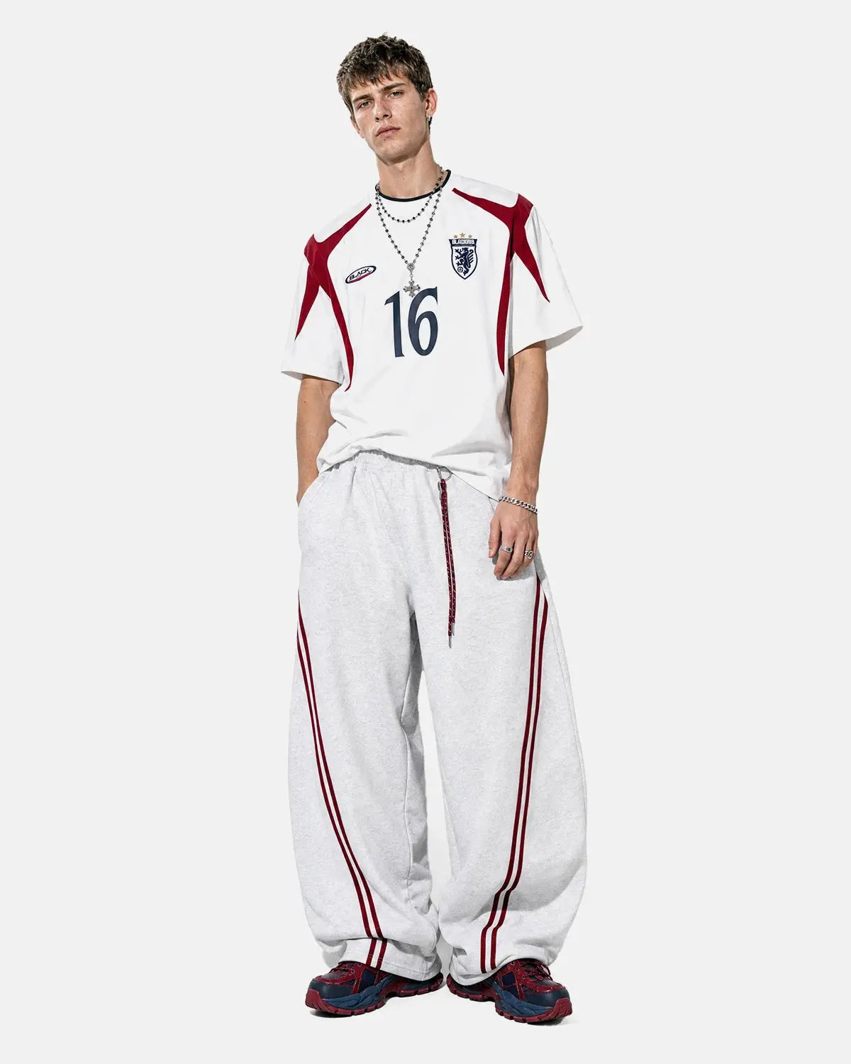 Retro Color Block Embroidered Jersey T-Shirt | Inflation Streetwear