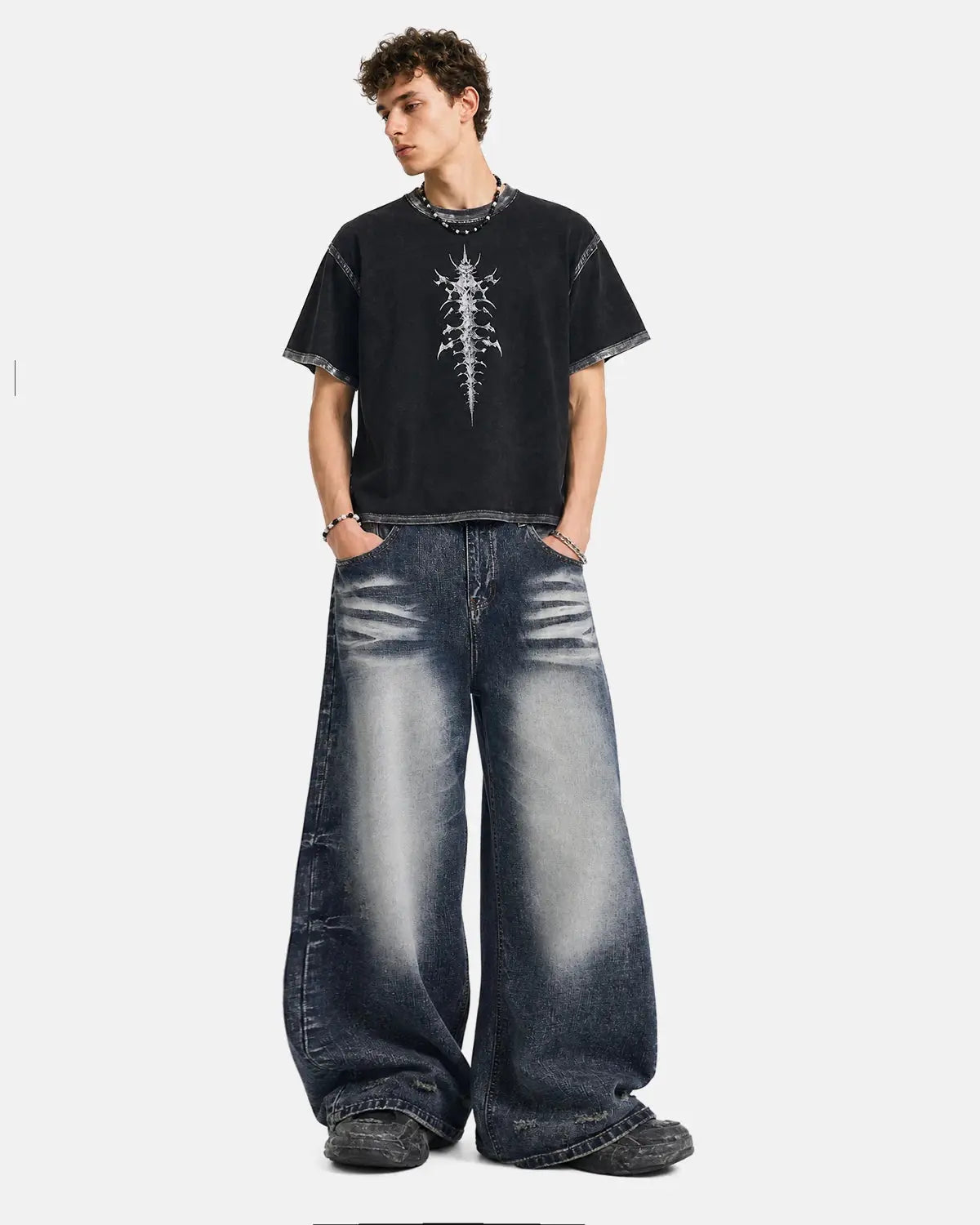 Faded Whisker Baggy Jeans | Inflation Streetwear
