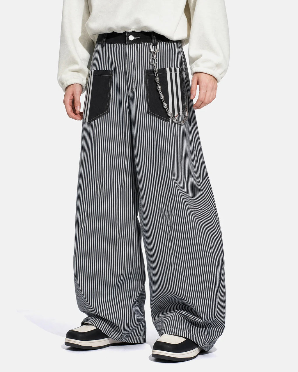 Striped Patch Pocket Baggy Jeans | Inflation Streetwear
