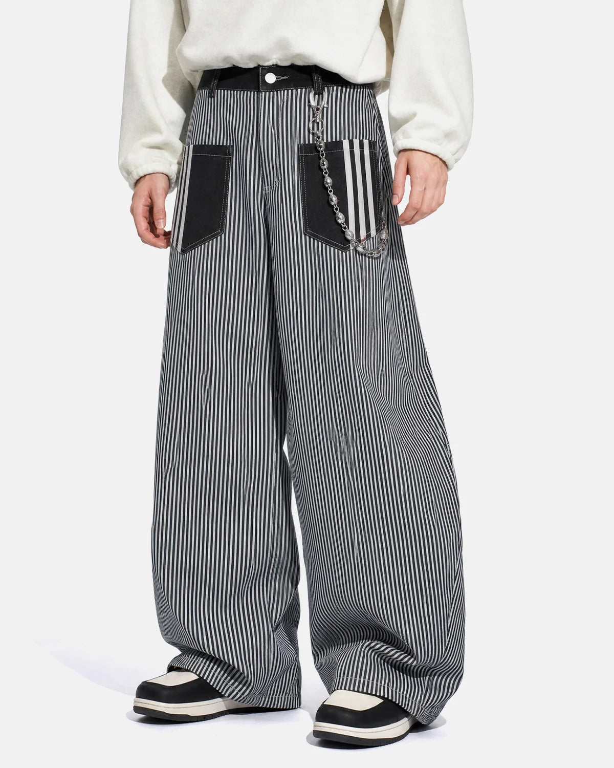 Striped Patch Pocket Baggy Jeans | Inflation Streetwear