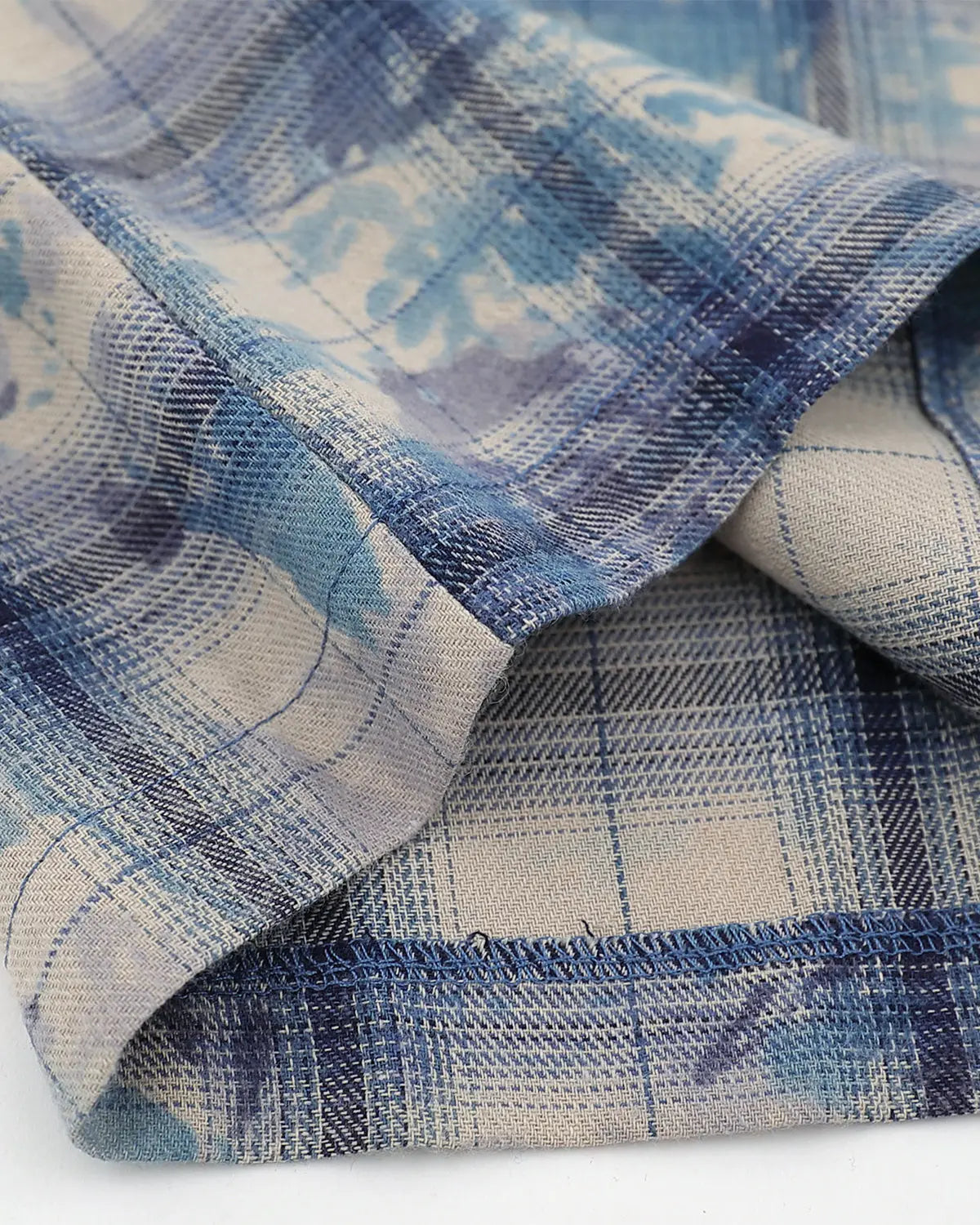 Tie-Dye Plaid Sequin Short-Sleeve Shirt | Inflation Streetwear