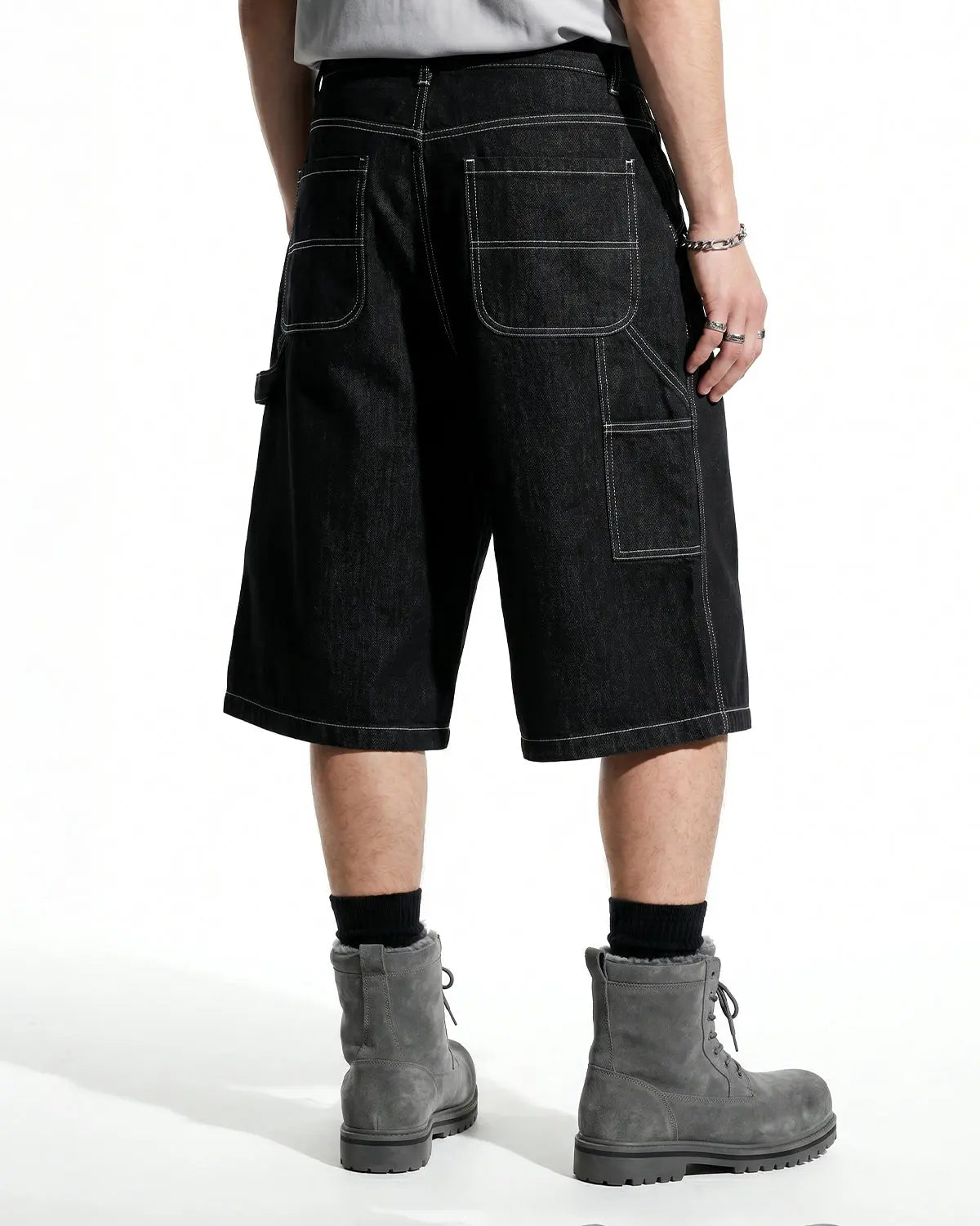 Contrast Stitching Raw Cargo Jorts | Inflation Streetwear