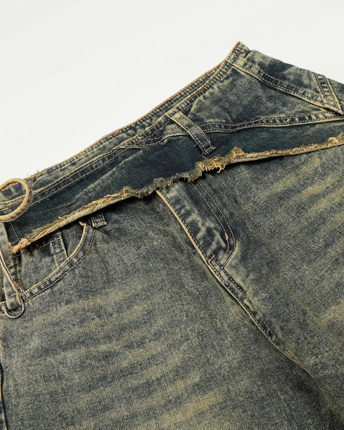 Distressed Washed Wide Leg Denim Jeans | Inflation Streetwear