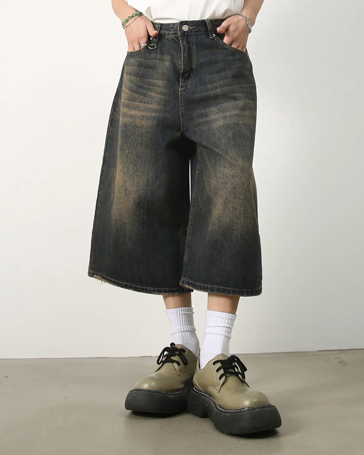Washed Baggy Denim Jorts | Inflation Streetwear