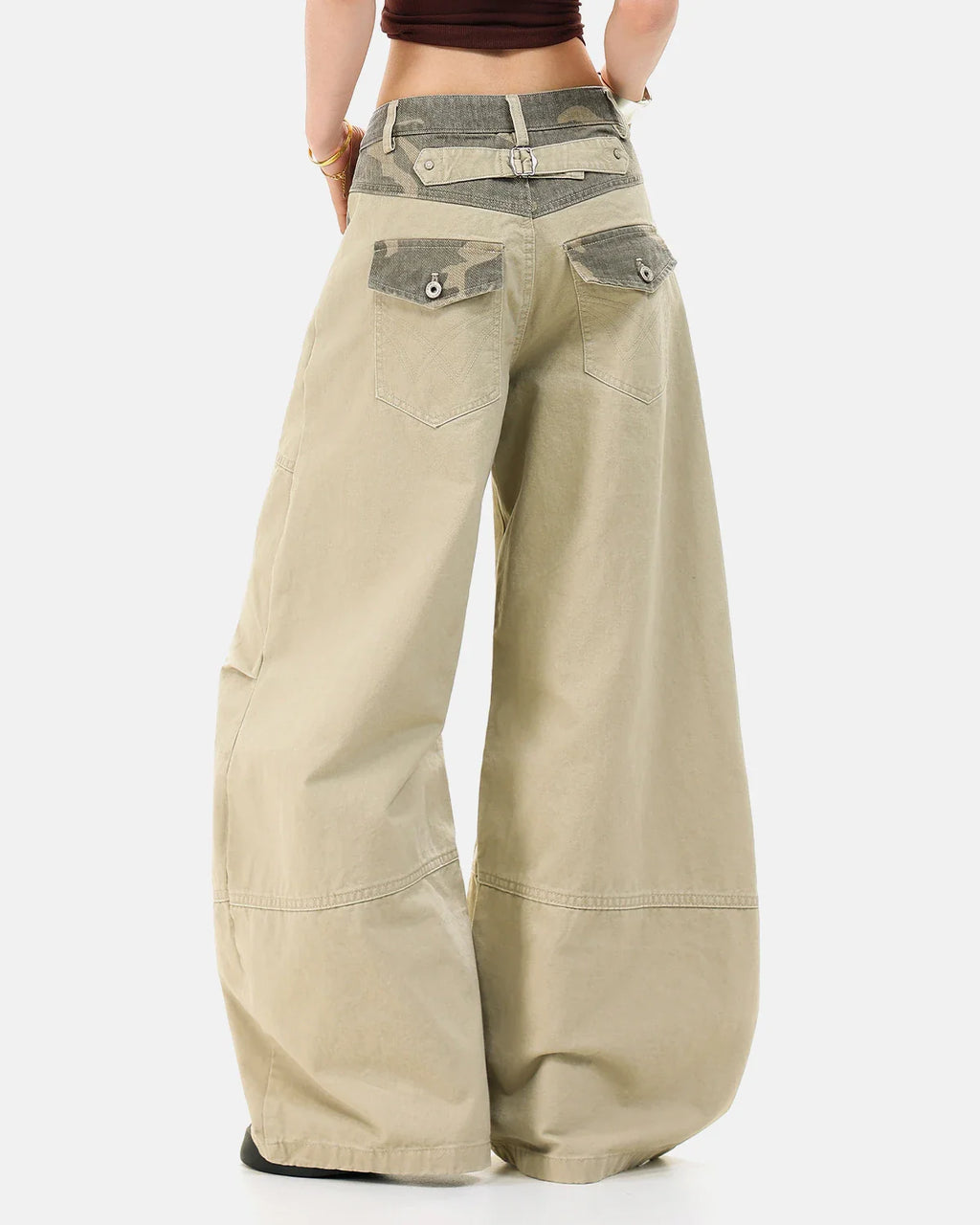 Camo Patchwork Barrel Pants | Inflation Streetwear