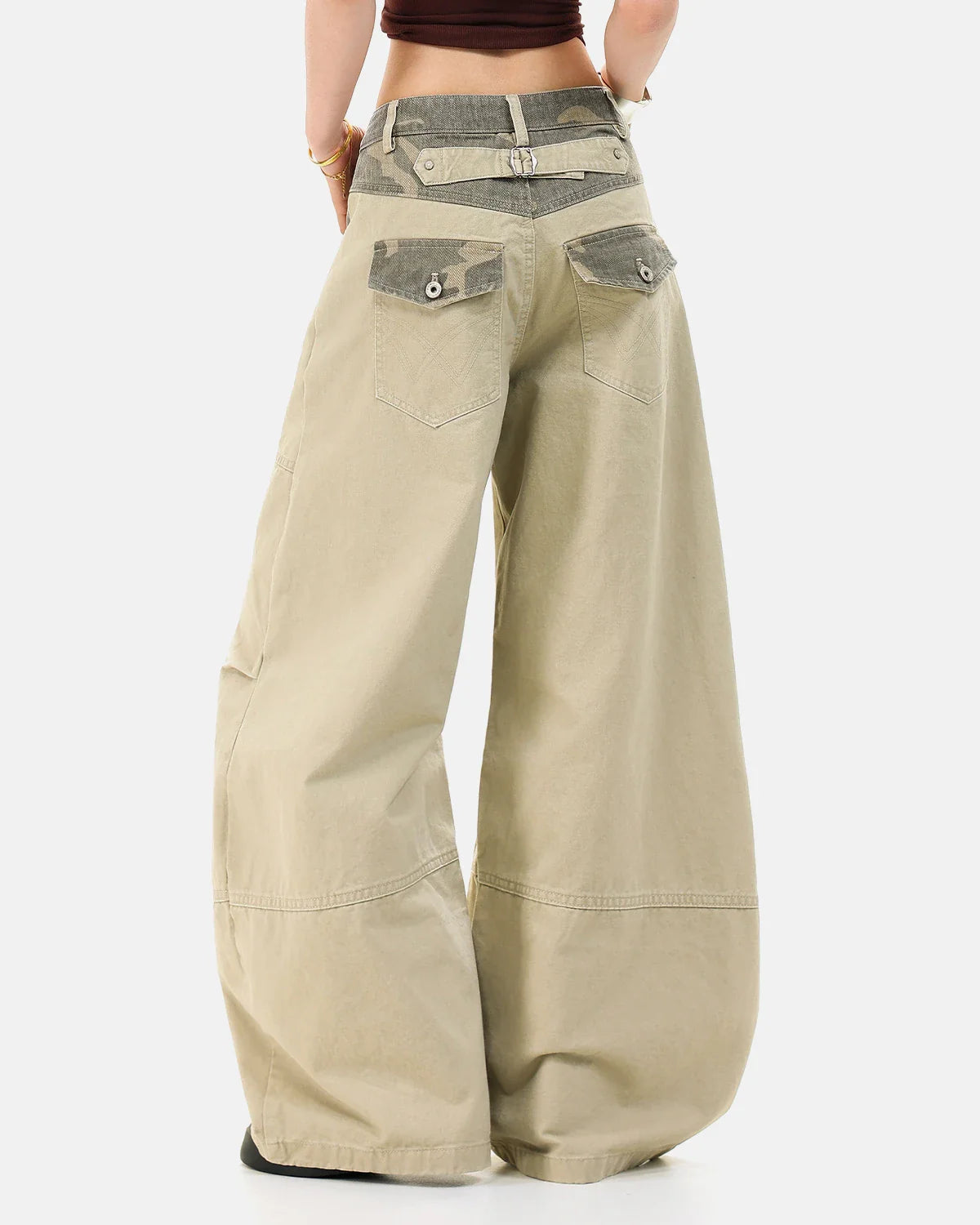 Camo Patchwork Barrel Pants | Inflation Streetwear