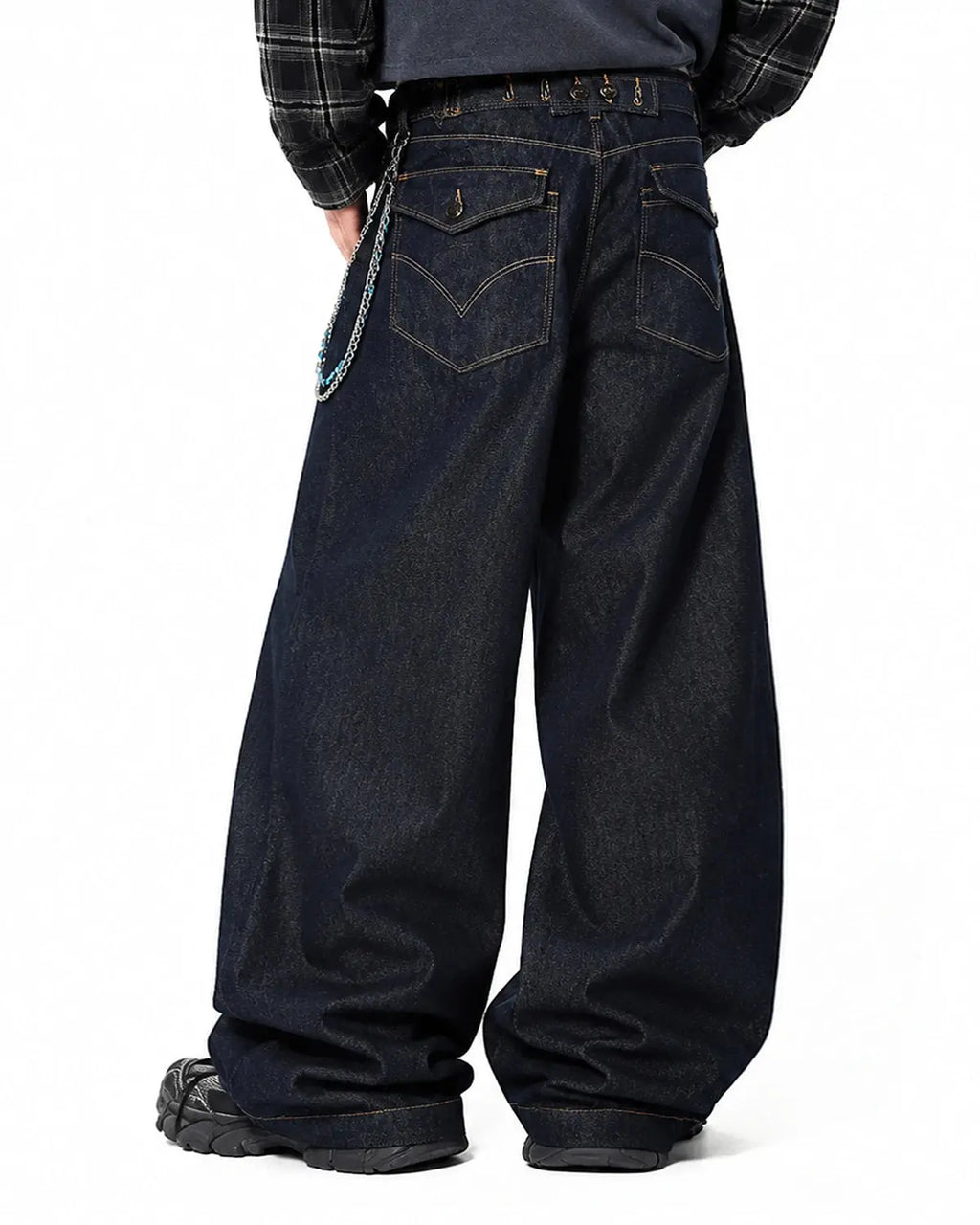 Raw Wash Barrel Jeans with Cinch Back | Inflation Streetwear