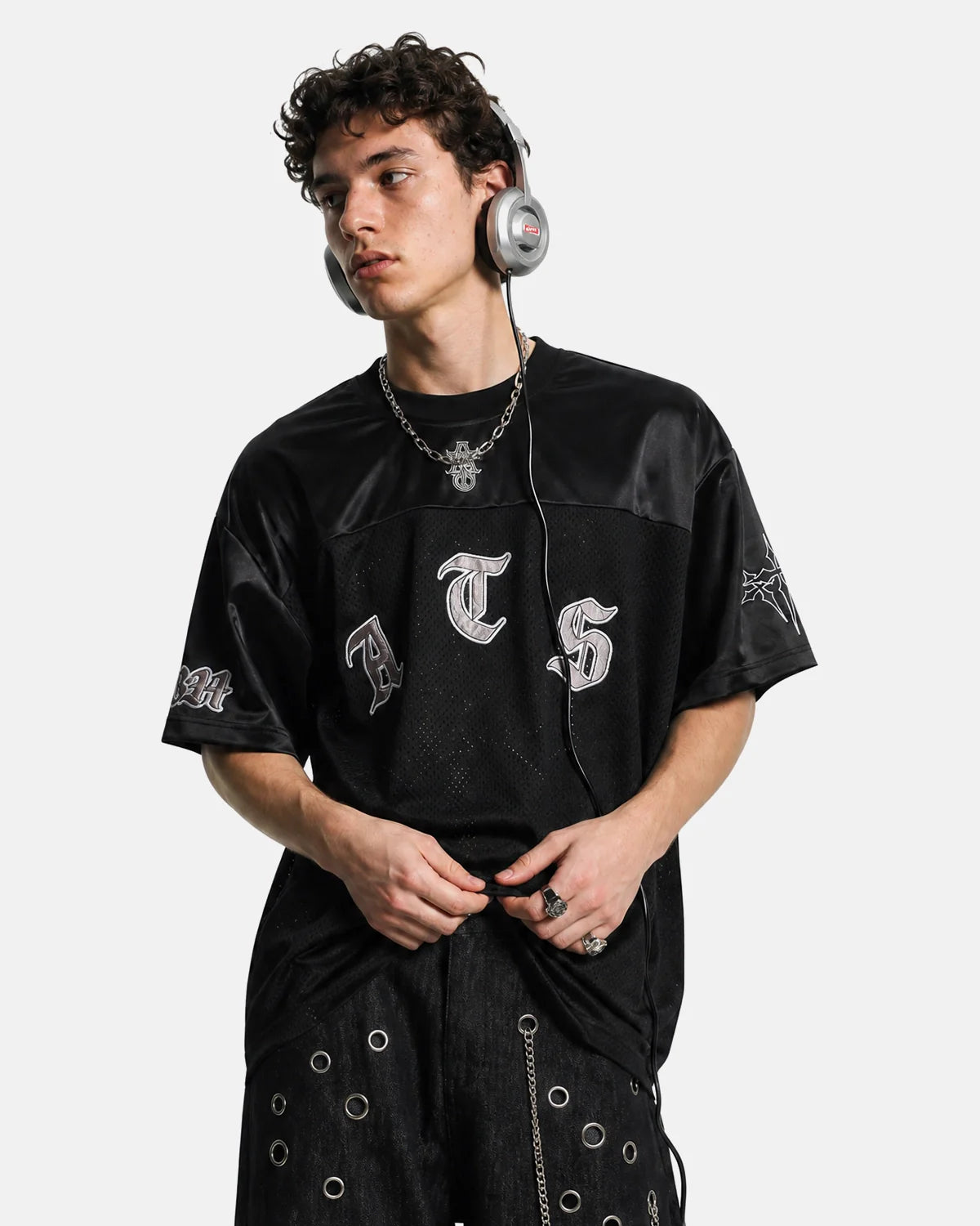 Gothic Embroidered Mesh Jersey | Inflation Streetwear