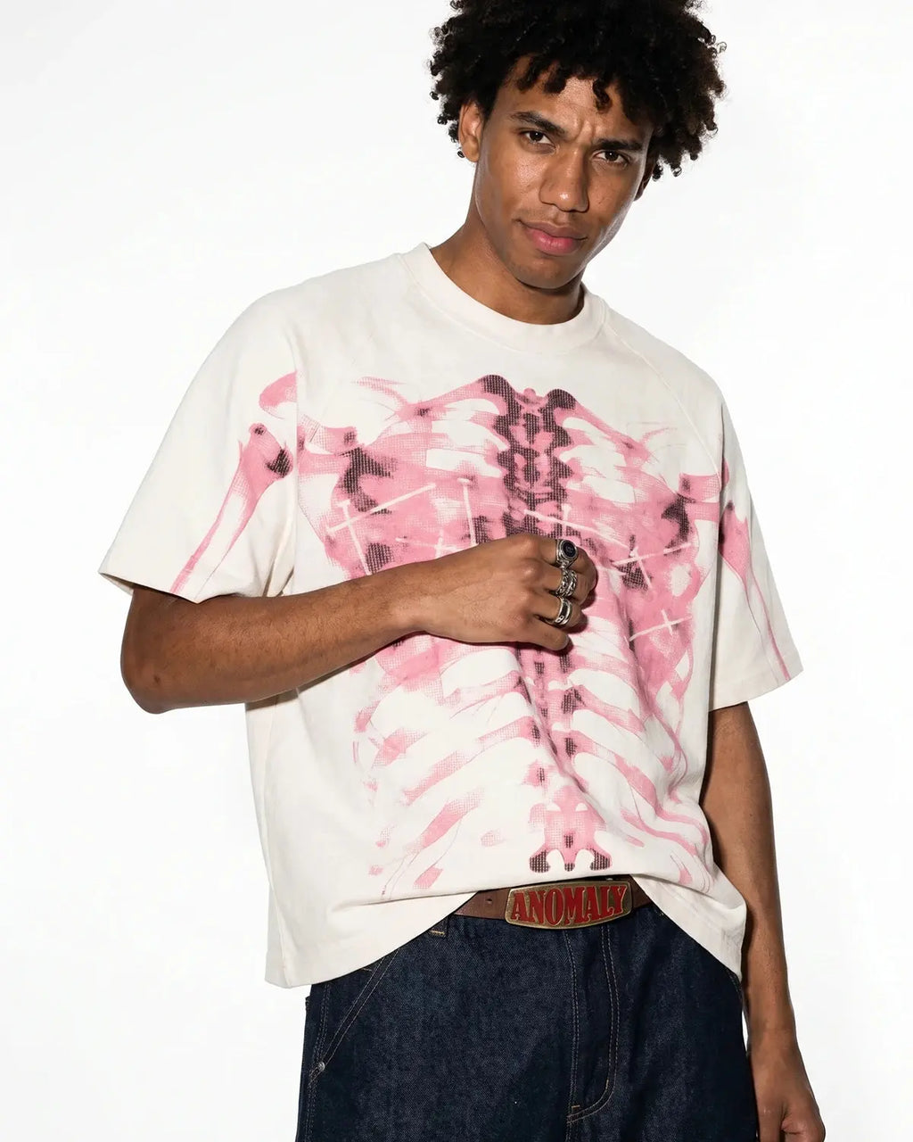 Pink X-Ray Skeleton Boxy T-Shirt | Inflation Streetwear