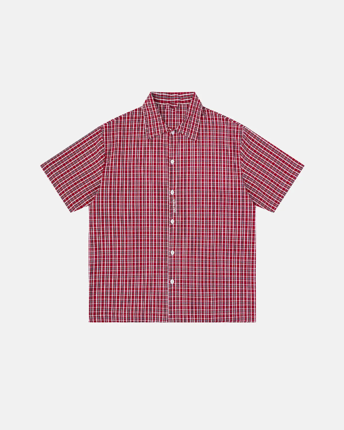 Plaid Script Embroidered Short-Sleeve Shirt | Inflation Streetwear