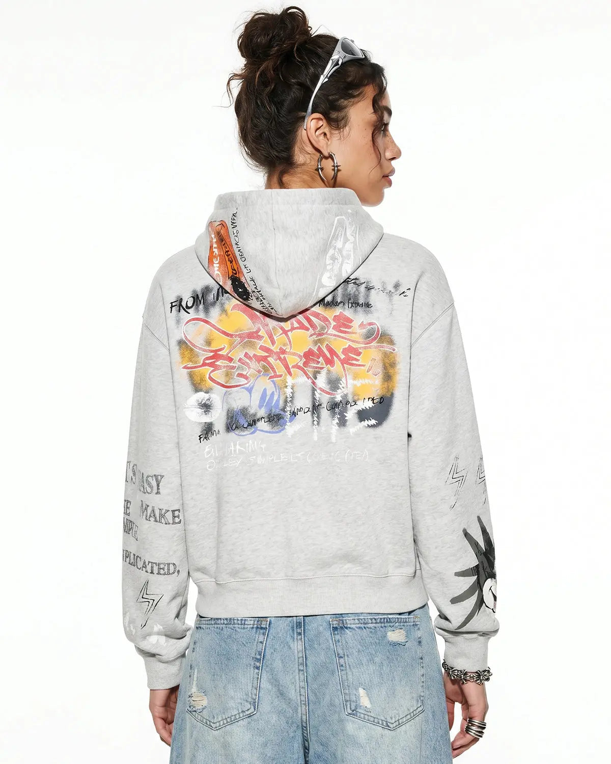 Boxy Graffiti Zip Up Hoodie | Inflation Streetwear