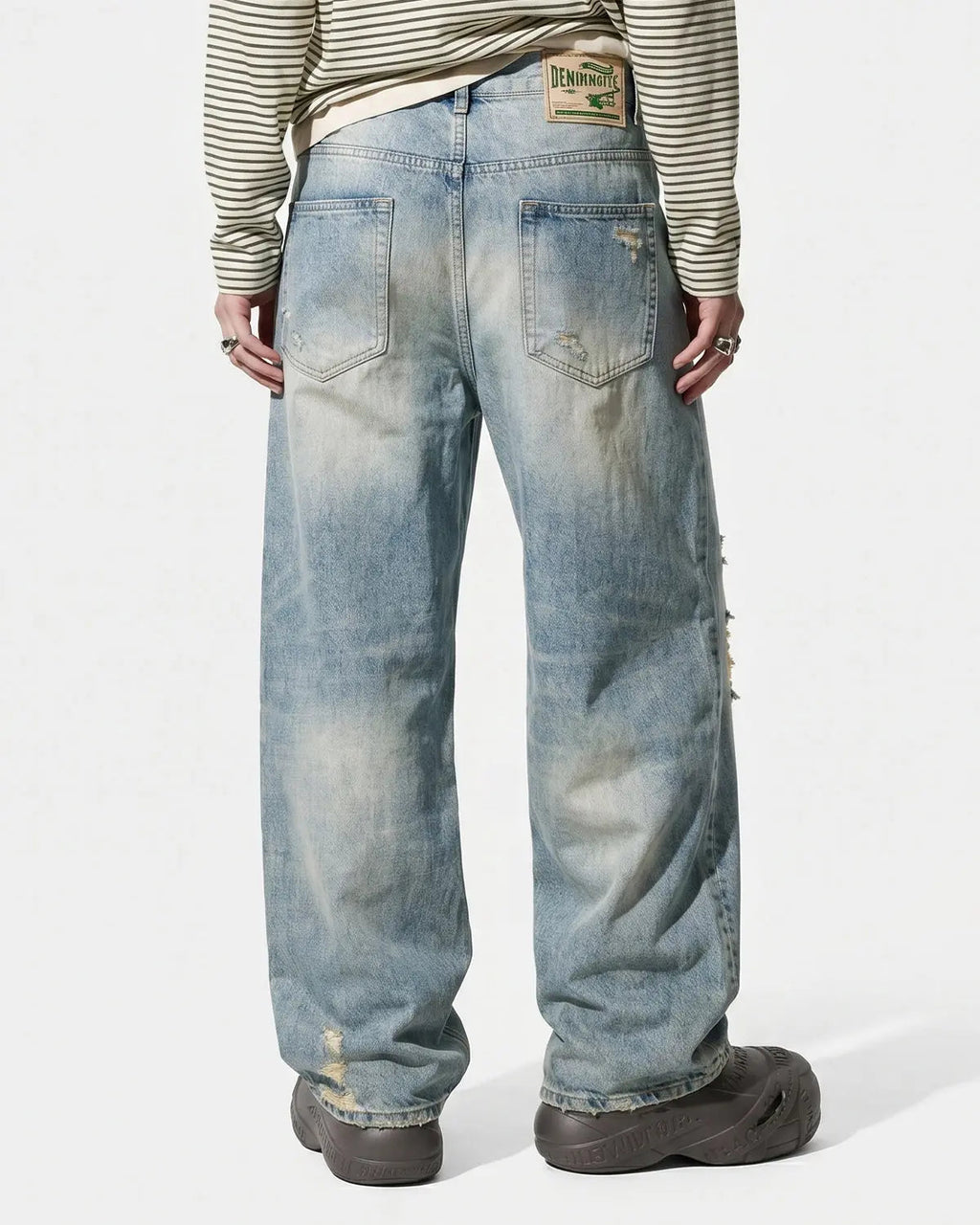 Distressed Ripped Straight-Leg Jeans | Inflation Streetwear